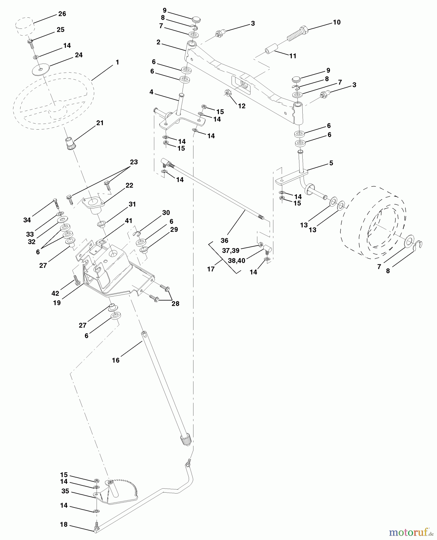  Husqvarna Rasen und Garten Traktoren GTH 200 (954140046D) - Husqvarna Garden Tractor (1999-05 & After) Steering Assembly