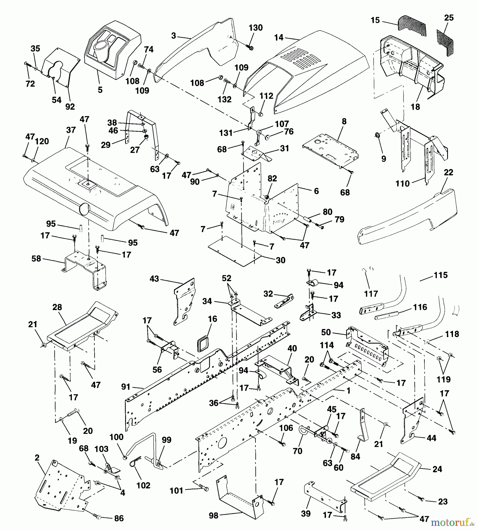  Husqvarna Rasen und Garten Traktoren GTH 220 (954140012A) - Husqvarna Garden Tractor (1997-12 & After) Chassis And Enclosures