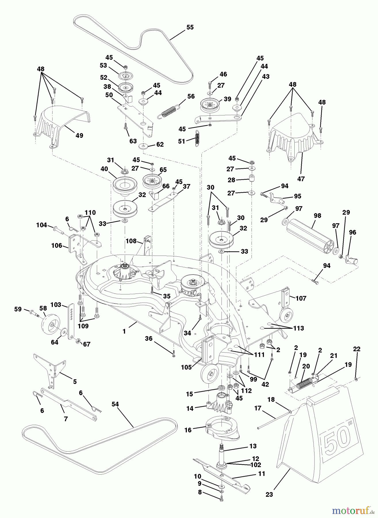  Husqvarna Rasen und Garten Traktoren GTH 220 (954140012C) - Husqvarna Garden Tractor (1998-02 & After) Mower Deck