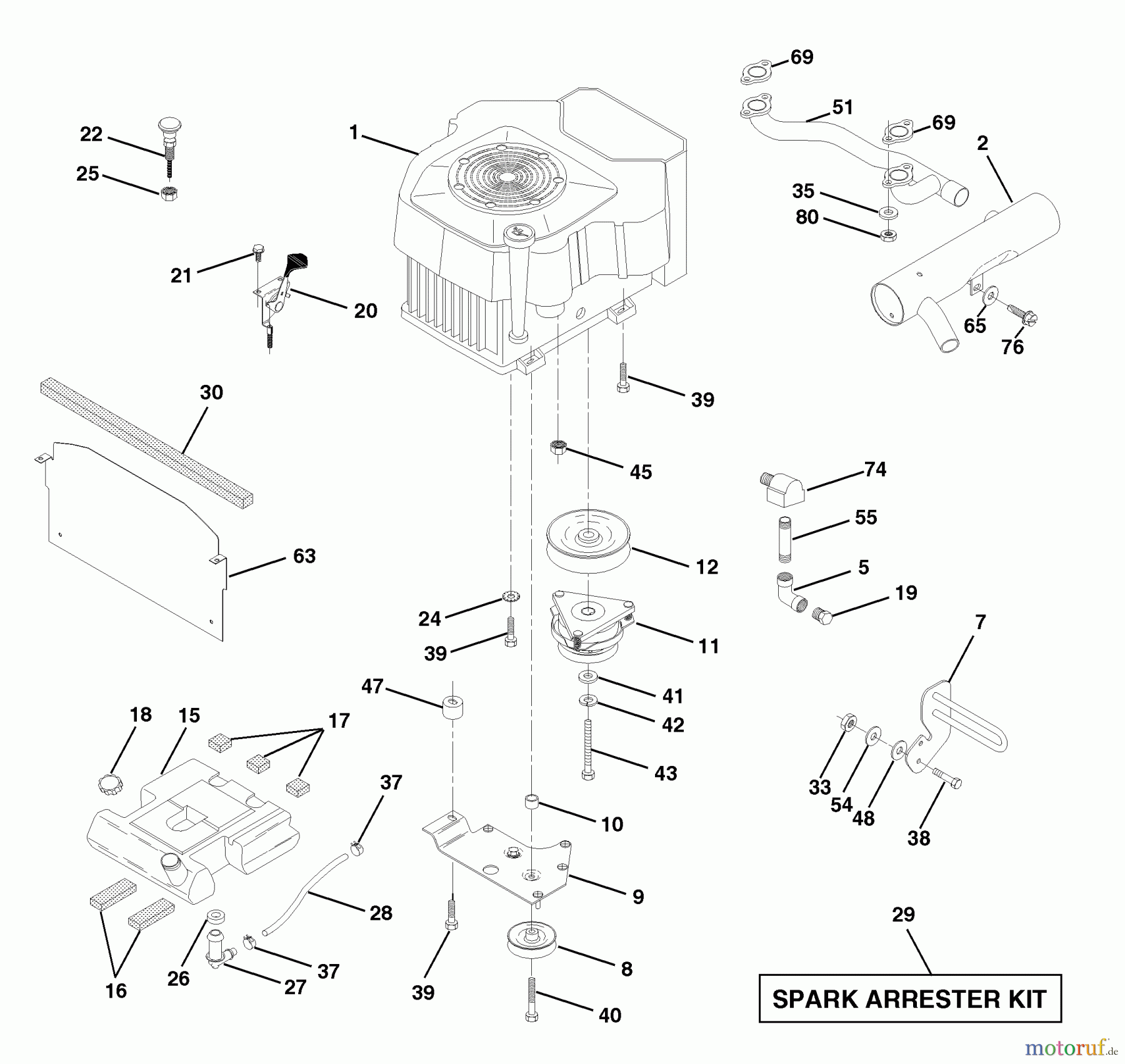 Husqvarna Rasen und Garten Traktoren GTH 220 (954140012D) - Husqvarna Garden Tractor (1998-07 & After) Engine