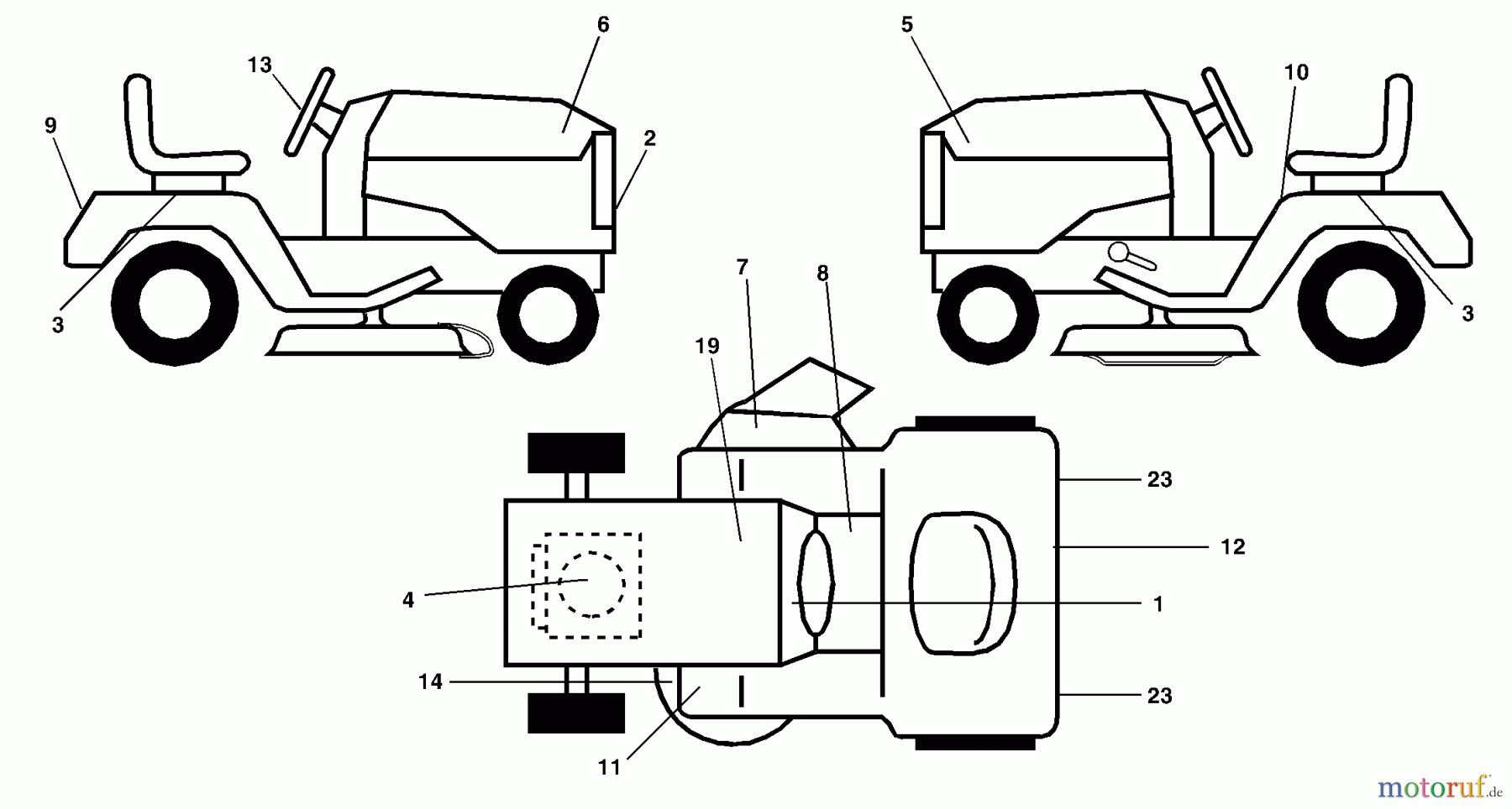  Husqvarna Rasen und Garten Traktoren GTH 220 (954140012F) - Husqvarna Garden Tractor (1999-03 & After) Decals