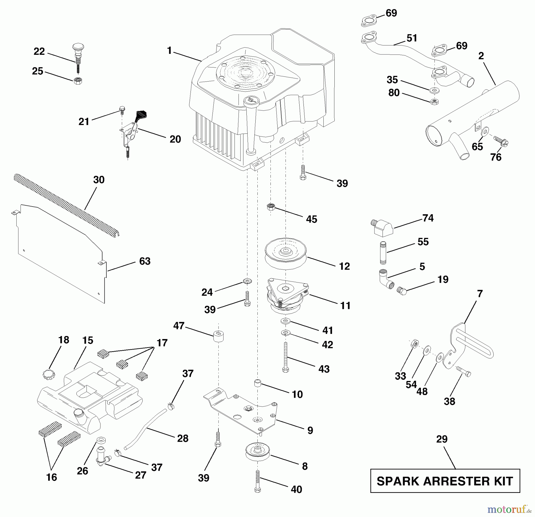  Husqvarna Rasen und Garten Traktoren GTH 220 (954140012F) - Husqvarna Garden Tractor (1999-03 & After) Engine