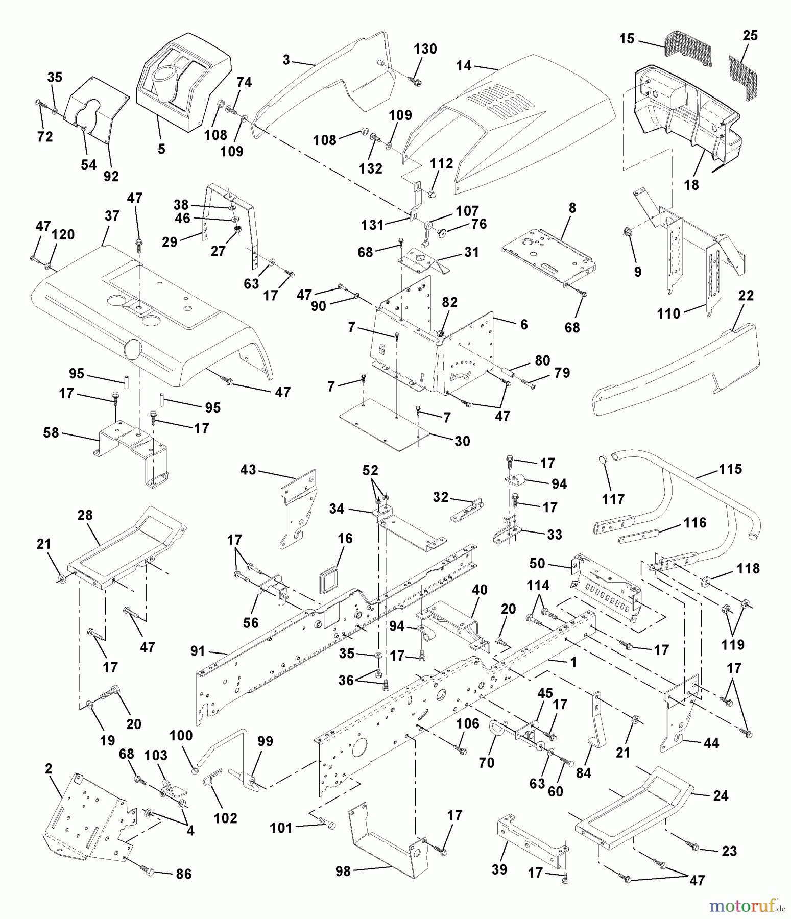  Husqvarna Rasen und Garten Traktoren GTH 220 (954830167B) - Husqvarna Garden Tractor (1996-05 & After) Chassis And Enclosures