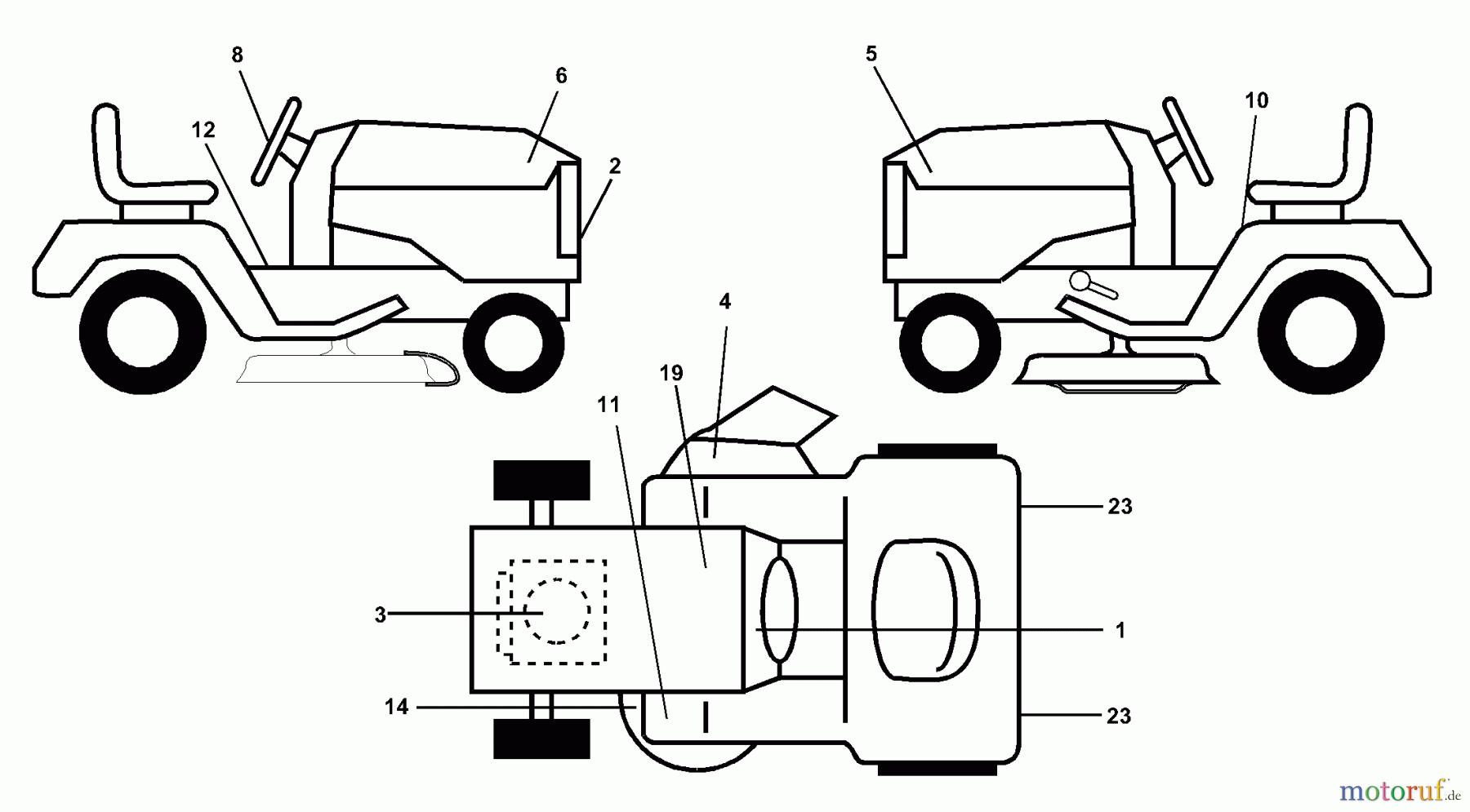  Husqvarna Rasen und Garten Traktoren GTH 225 (954140103A) - Husqvarna Garden Tractor (1999-10 & After) Decals