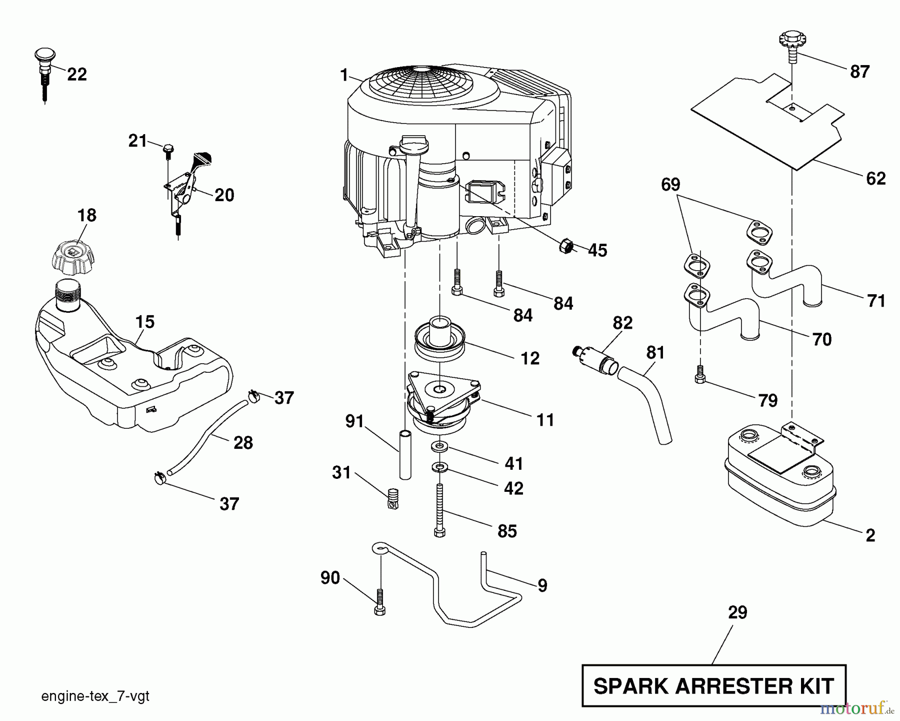  Husqvarna Rasen und Garten Traktoren GTH 2448T (96043000901) - Husqvarna Garden Tractor (2006-06 & After) Engine