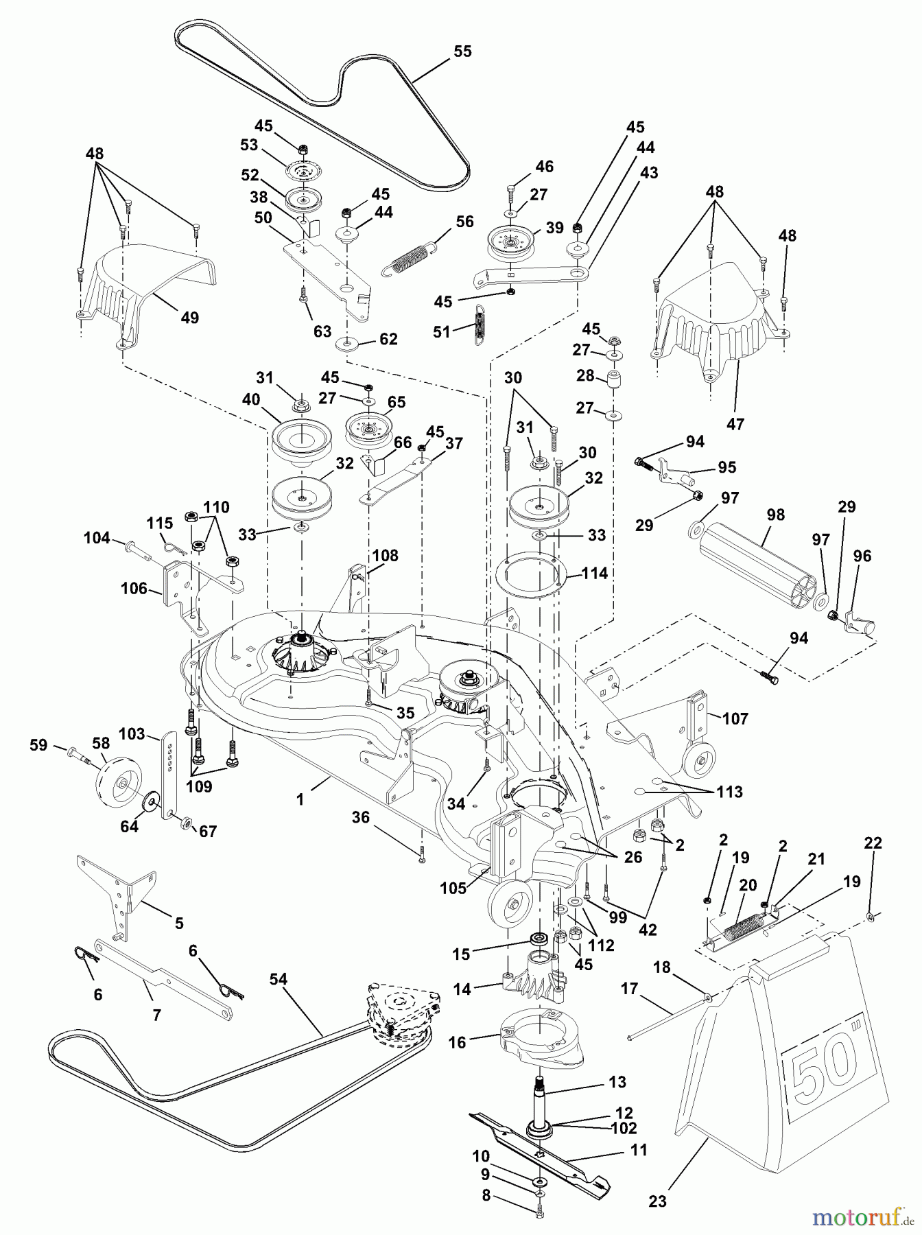  Husqvarna Rasen und Garten Traktoren GTH 250 (954140104A) - Husqvarna Garden Tractor (1999-09 & After) Mower Deck