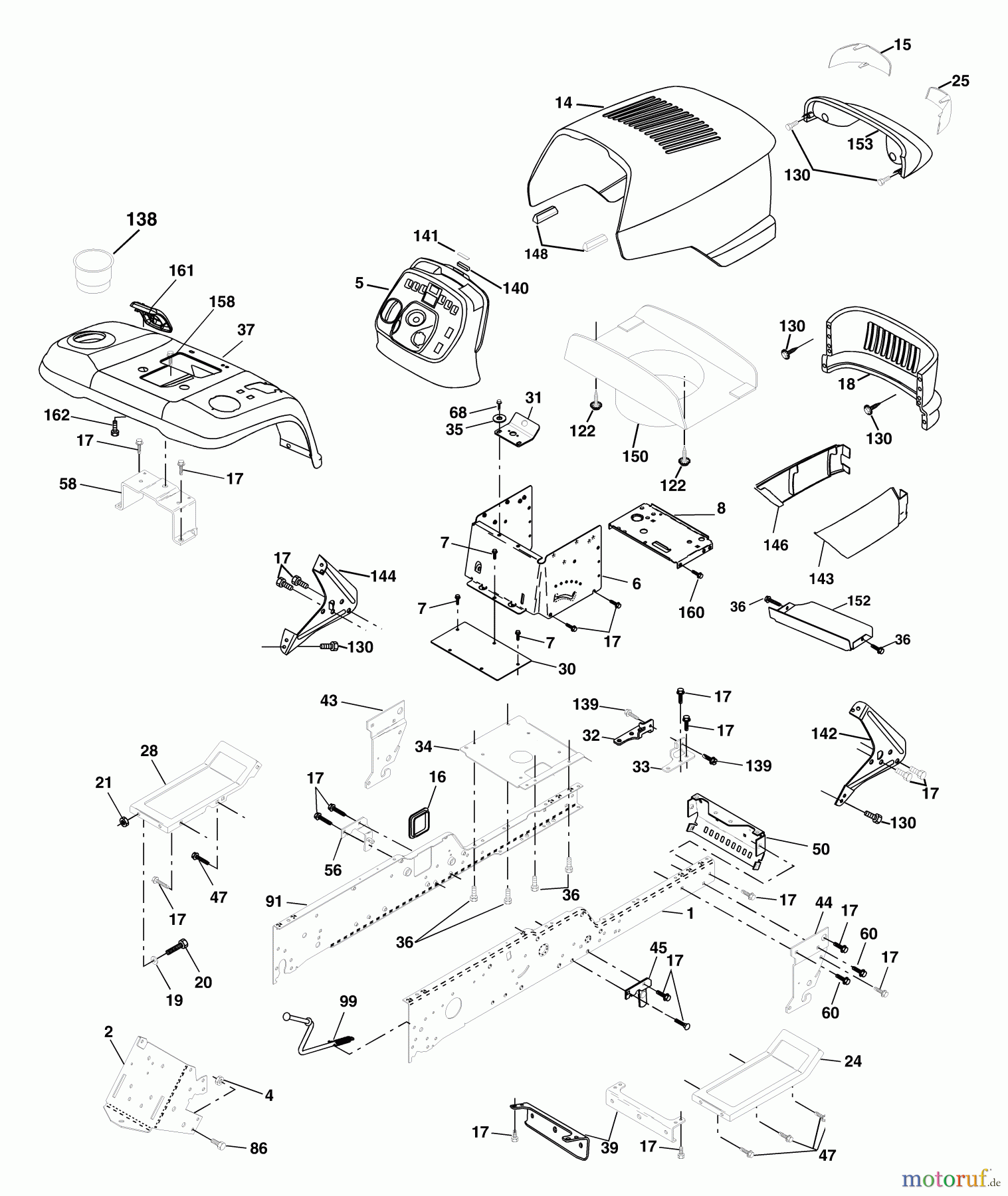 Husqvarna Rasen und Garten Traktoren GTH 250 (954170055) (HEGTH250A) - Husqvarna Garden Tractor (2002-02 & After) Chassis And Enclosures