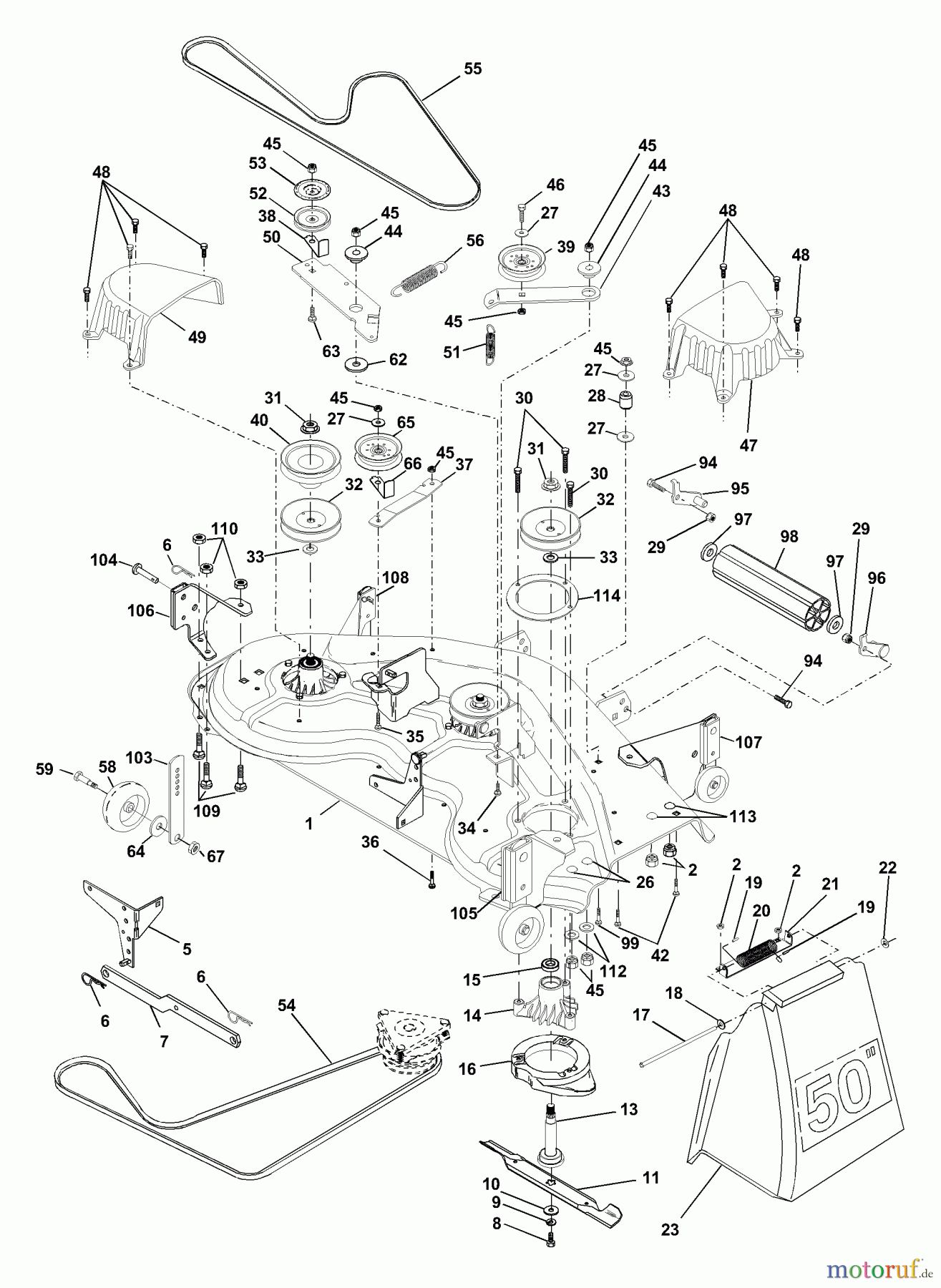  Husqvarna Rasen und Garten Traktoren GTH 2250A (954567093) - Husqvarna Garden Tractor (2000-11 & After) Mower Deck