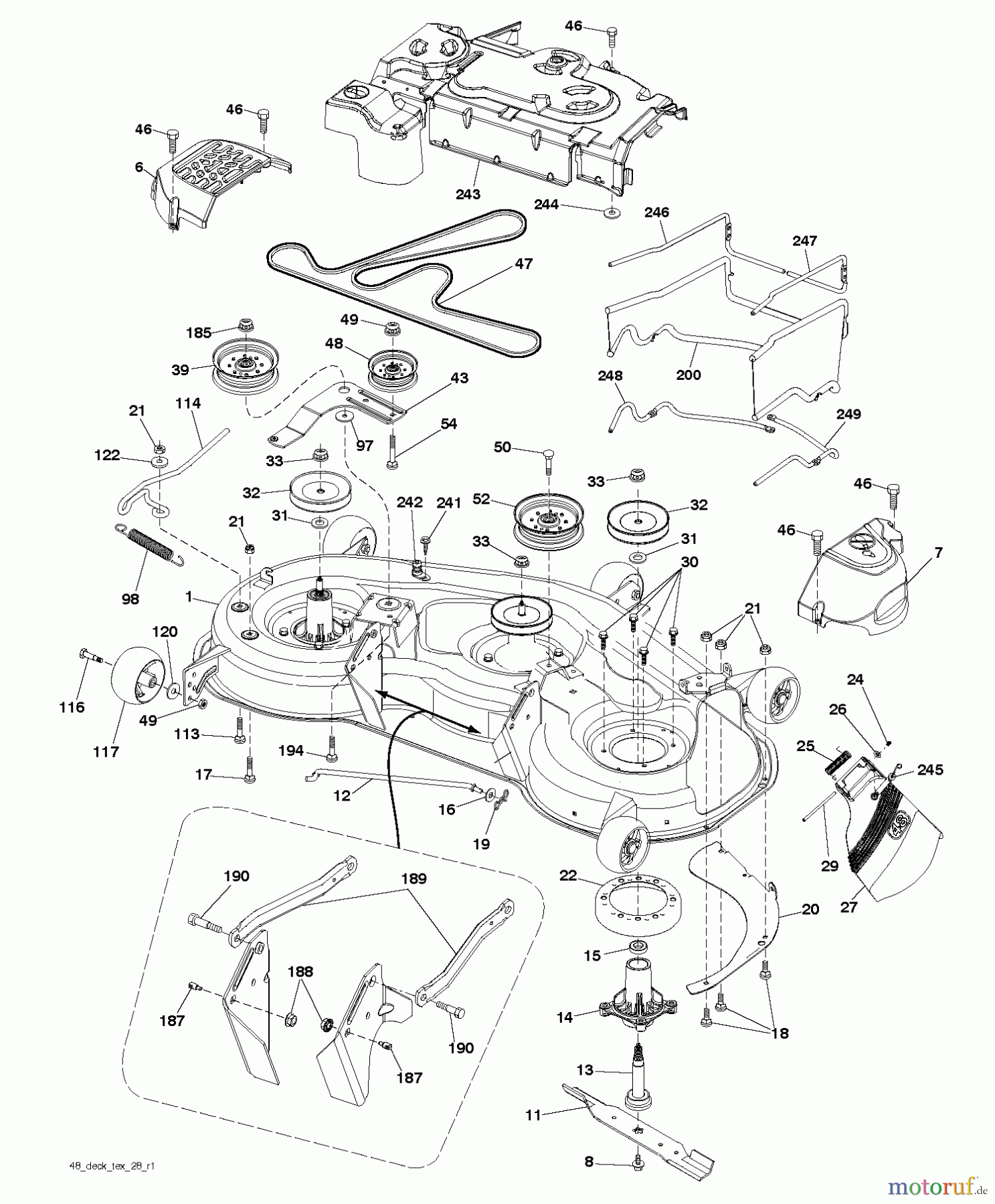 Husqvarna Rasen und Garten Traktoren GTH 264T (96041031100) - Husqvarna Garden Tractor (2012-10 & After) MOWER DECK / CUTTING DECK