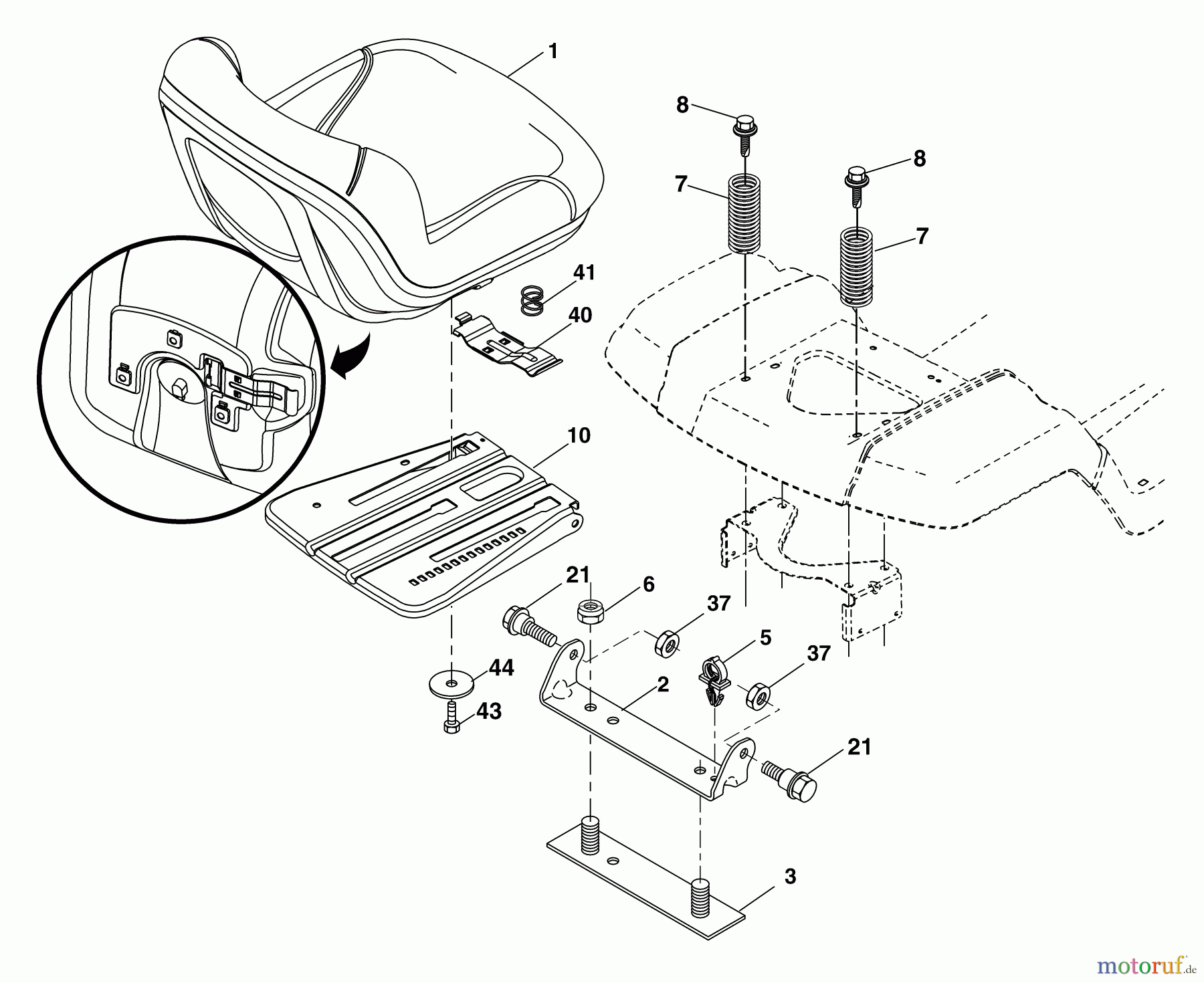 Husqvarna Rasen und Garten Traktoren GTH 26K54T (96043001100) - Husqvarna Garden Tractor (2006-03 & After) Seat Assembly