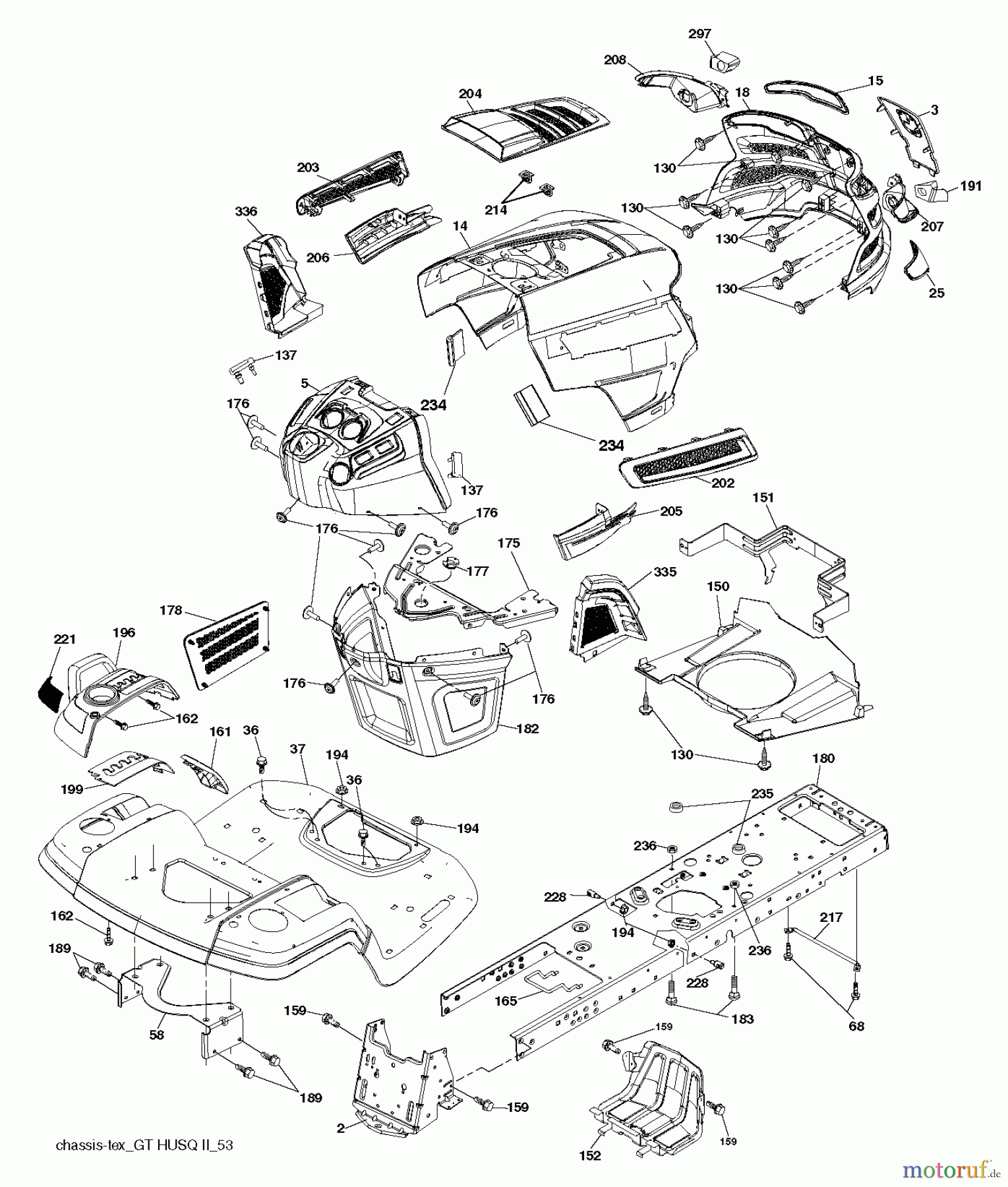 Husqvarna Rasen und Garten Traktoren GTH 26V52LS (96043011802) - Husqvarna Garden Tractor (2011-06 & After) CHASSIS / FRAME