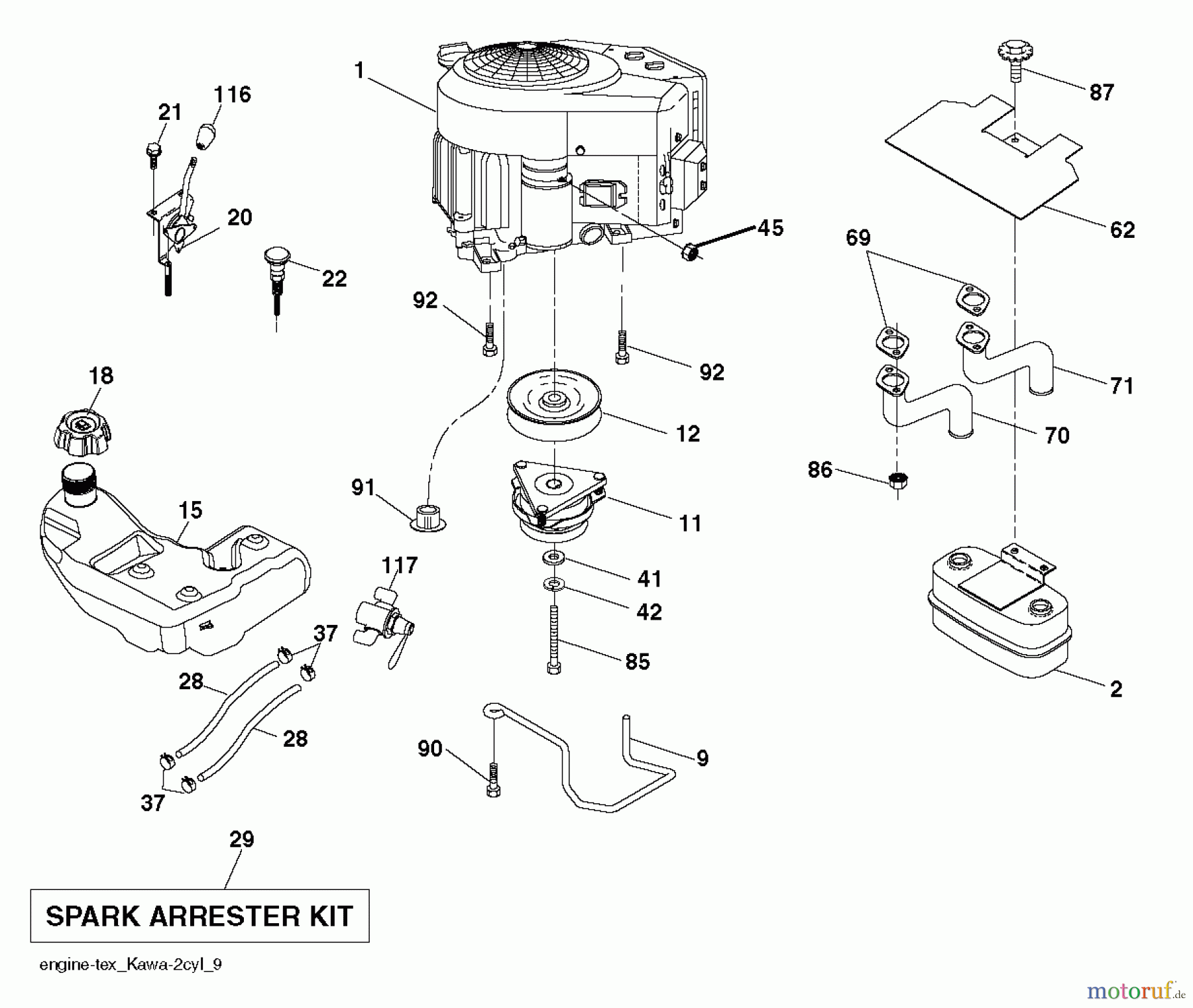  Husqvarna Rasen und Garten Traktoren GT 52XLS (96043015900) - Husqvarna Garden Tractor (2012-09 & After) ENGINE