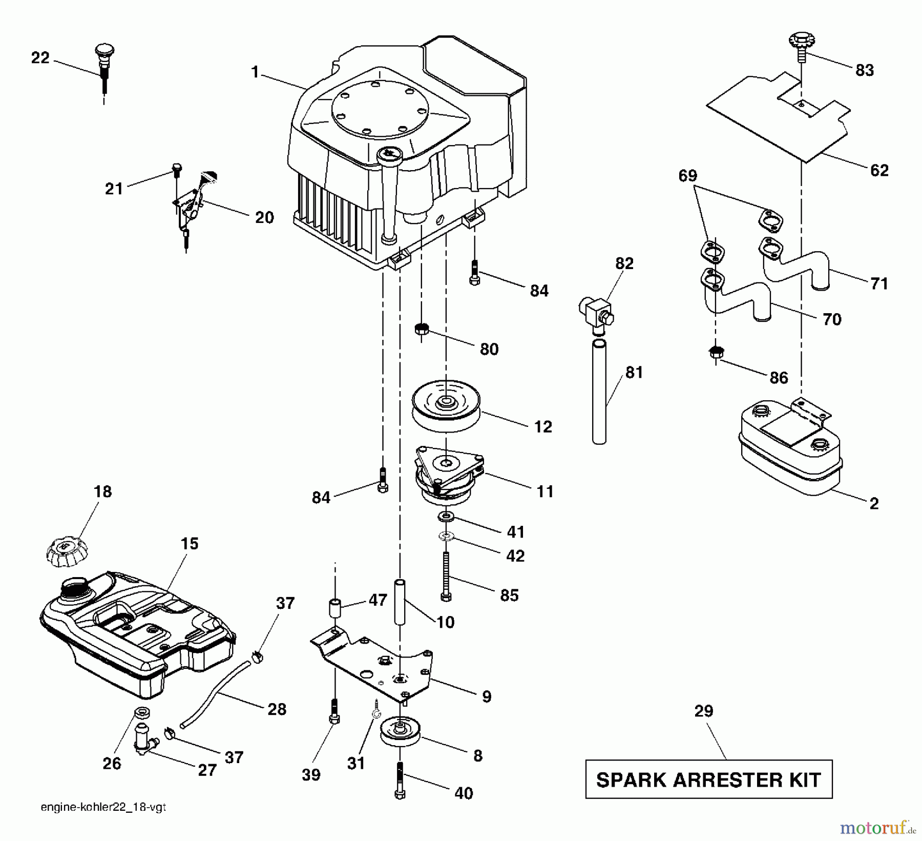 Husqvarna Rasen und Garten Traktoren GTH 2754 (96023000400) - Husqvarna Garden Tractor (2005-06 & After) Engine