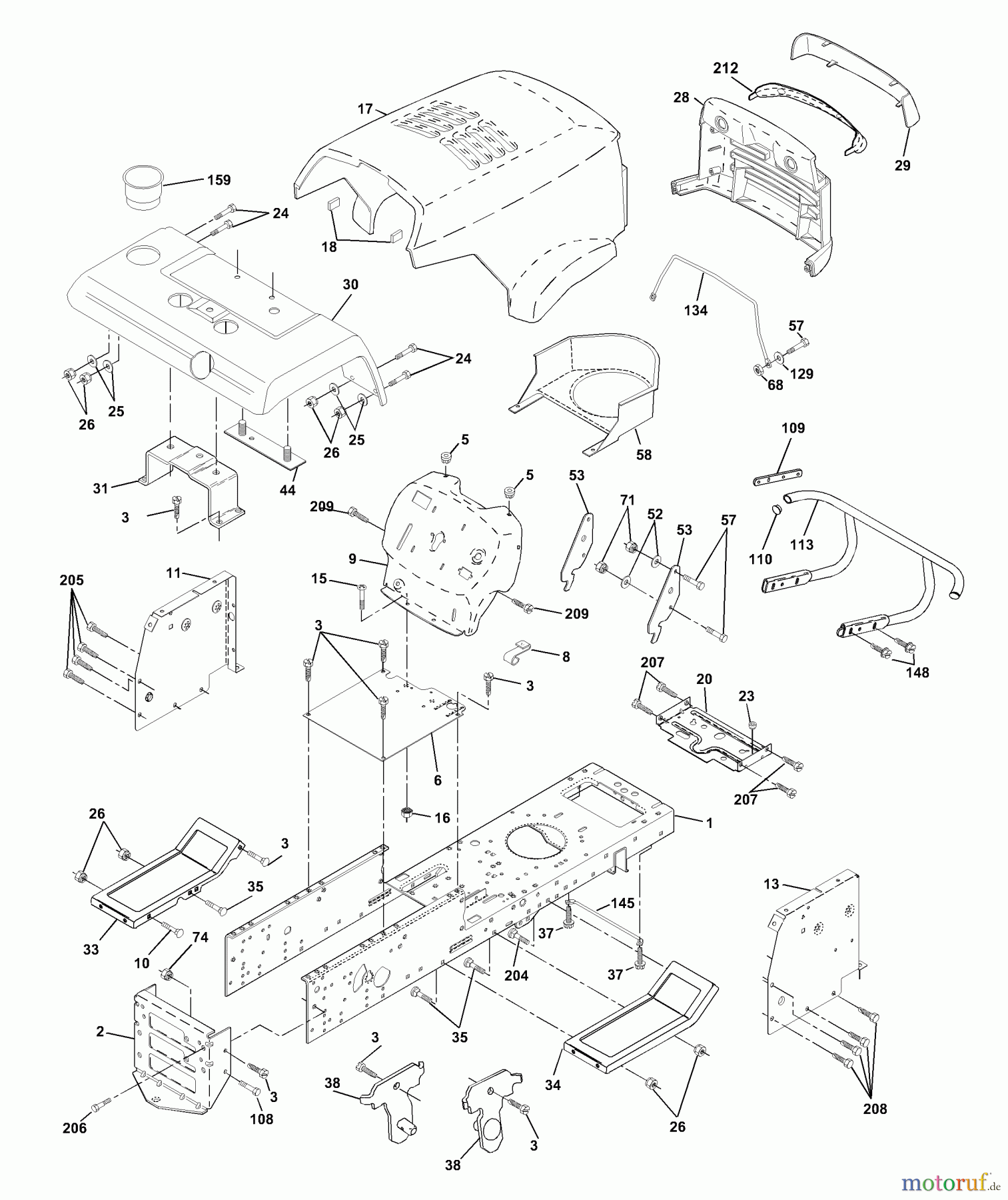 Husqvarna Rasen und Garten Traktoren GTVH 205 (954140102B) - Husqvarna Garden Tractor (2000-03 & After) Chassis And Enclosures