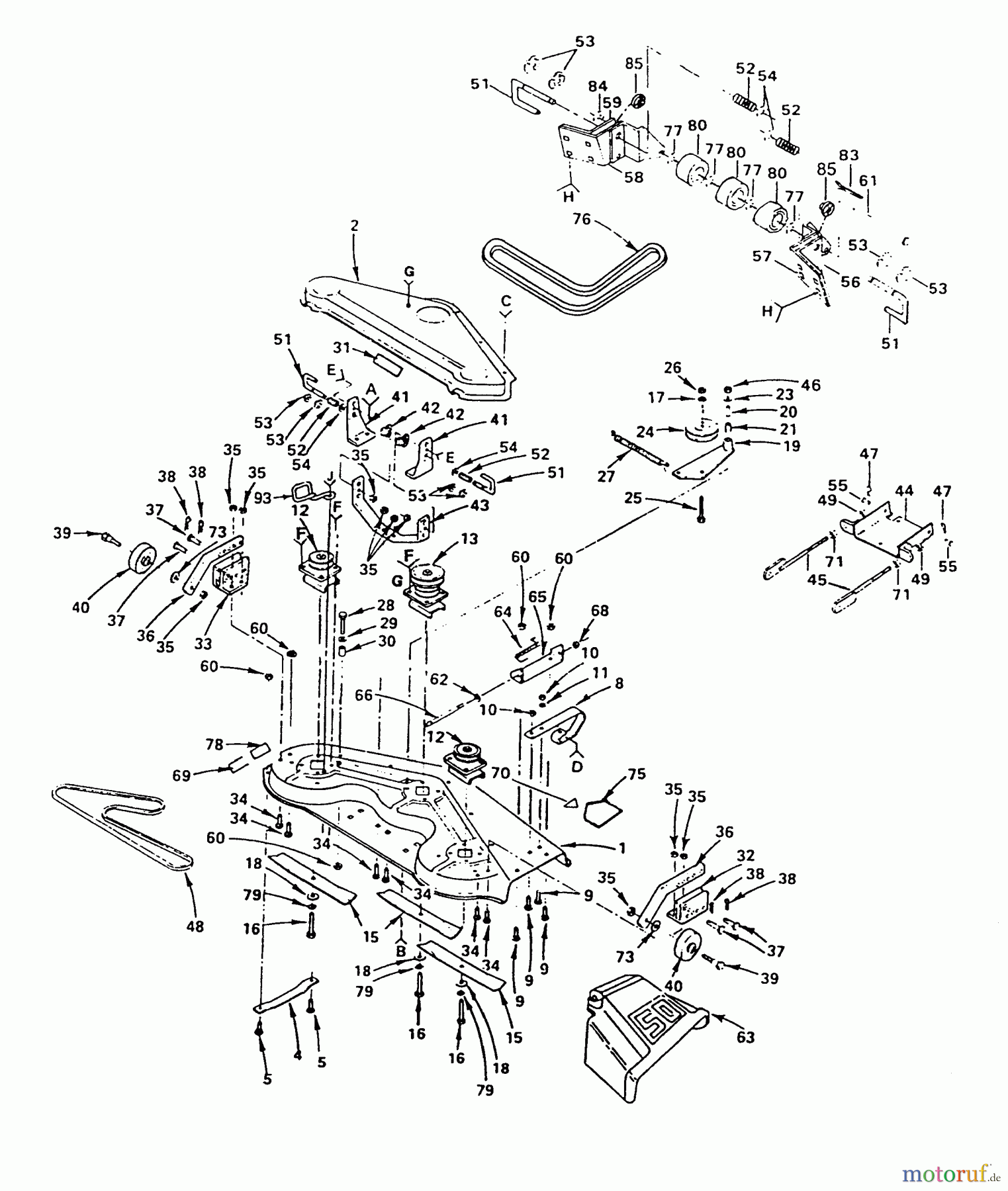 Husqvarna Rasen und Garten Traktoren HVGTK 180AR - Husqvarna Lawn Tractor (1990-03 & After) Mower