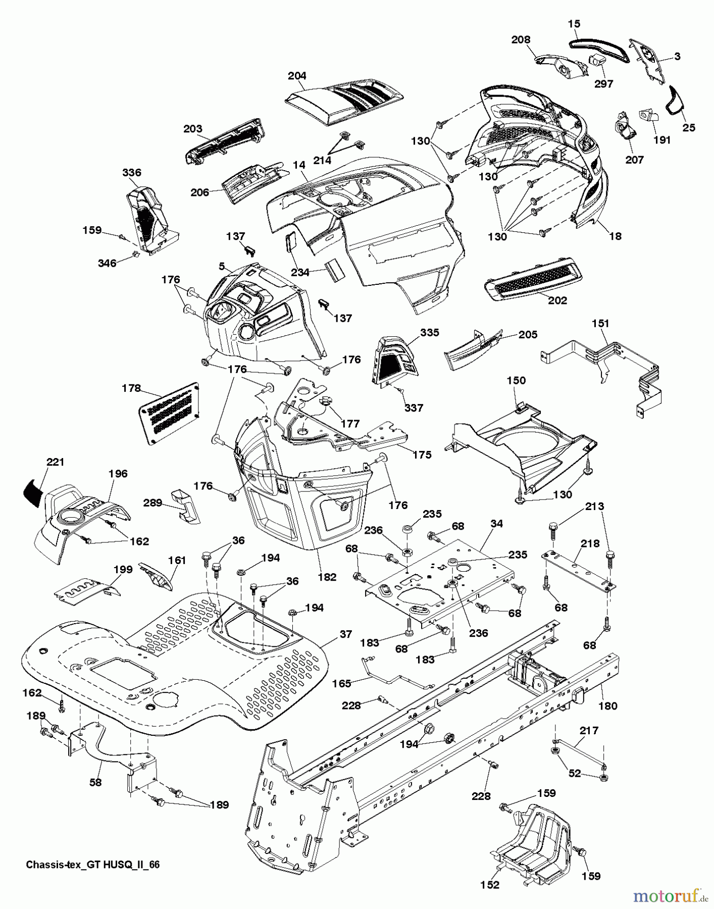 Husqvarna Rasen und Garten Traktoren LGT 24K54 (96043012702) - Husqvarna Lawn Tractor (2011-08 & After) CHASSIS / FRAME