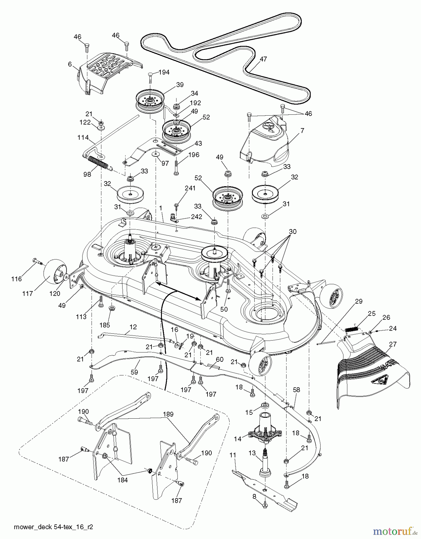  Husqvarna Rasen und Garten Traktoren LGT 2654 (96045005000) - Husqvarna Lawn Tractor (2013-09) MOWER DECK / CUTTING DECK