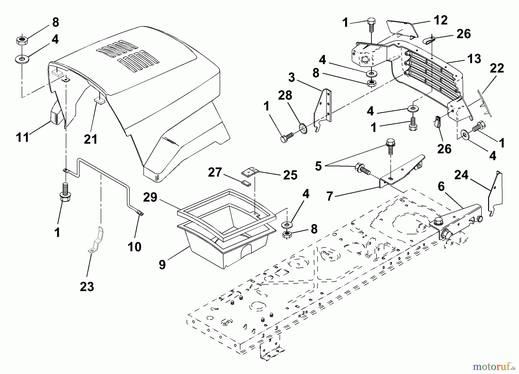  Husqvarna Rasen und Garten Traktoren LR 111 (954001212A) - Husqvarna Lawn Tractor (1994-07 & After) Hood