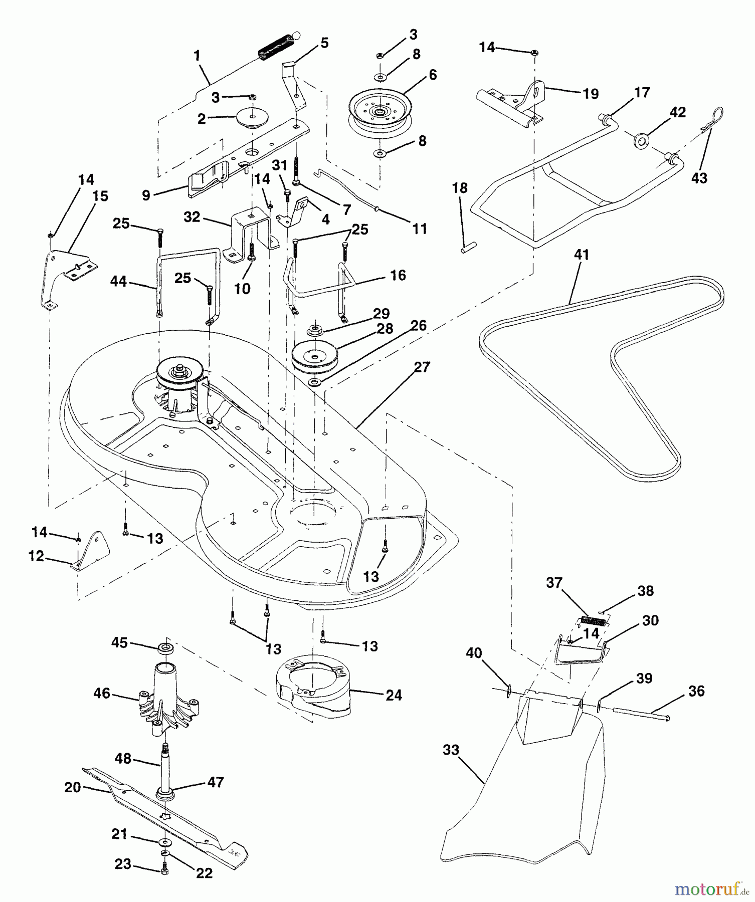 Husqvarna Rasen und Garten Traktoren LR 12 (954000752) (HAR1236A) - Husqvarna Lawn Tractor (1994-05 & After) Mower Deck