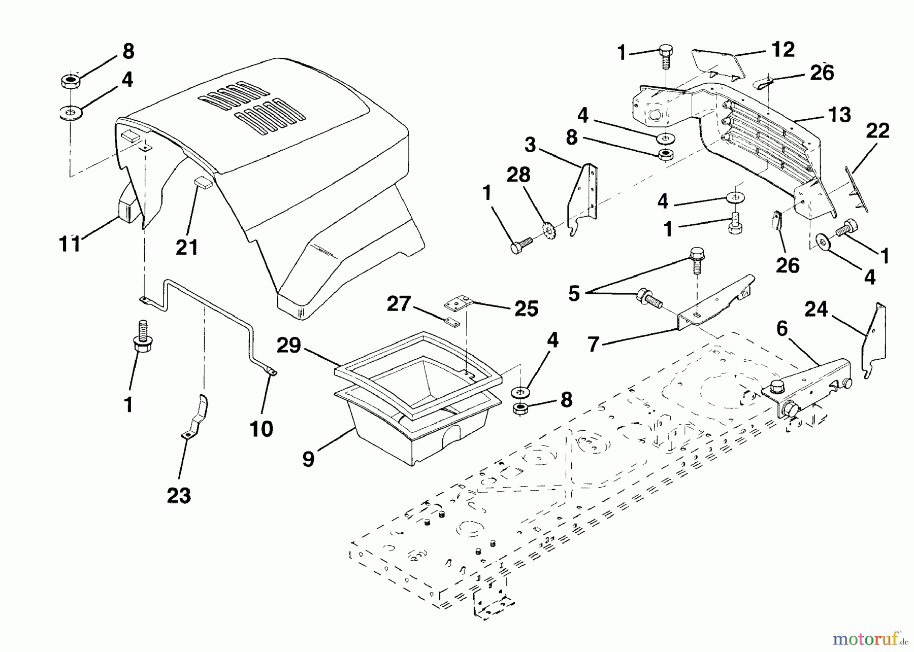  Husqvarna Rasen und Garten Traktoren LR 120 (954000602) (HN1236A) - Husqvarna Lawn Tractor (1993-10 & After) Hood