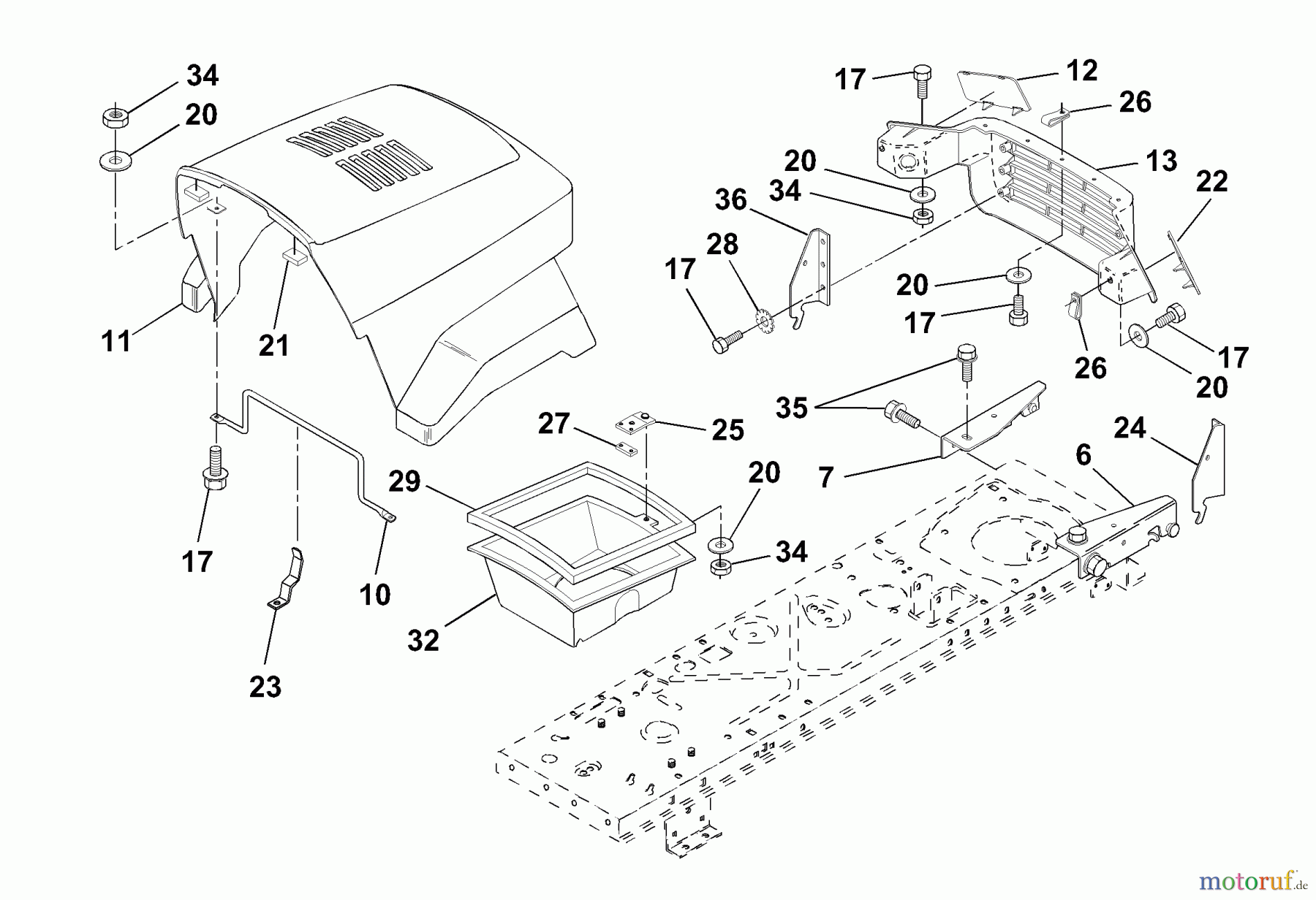  Husqvarna Rasen und Garten Traktoren LR 120 (954001242B) - Husqvarna Lawn Tractor (1995-02 & After) Hood