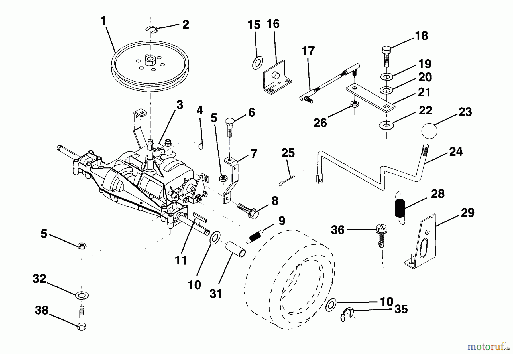  Husqvarna Rasen und Garten Traktoren LR 121 (954140001A) - Husqvarna Lawn Tractor (1997-12 & After) Transaxle