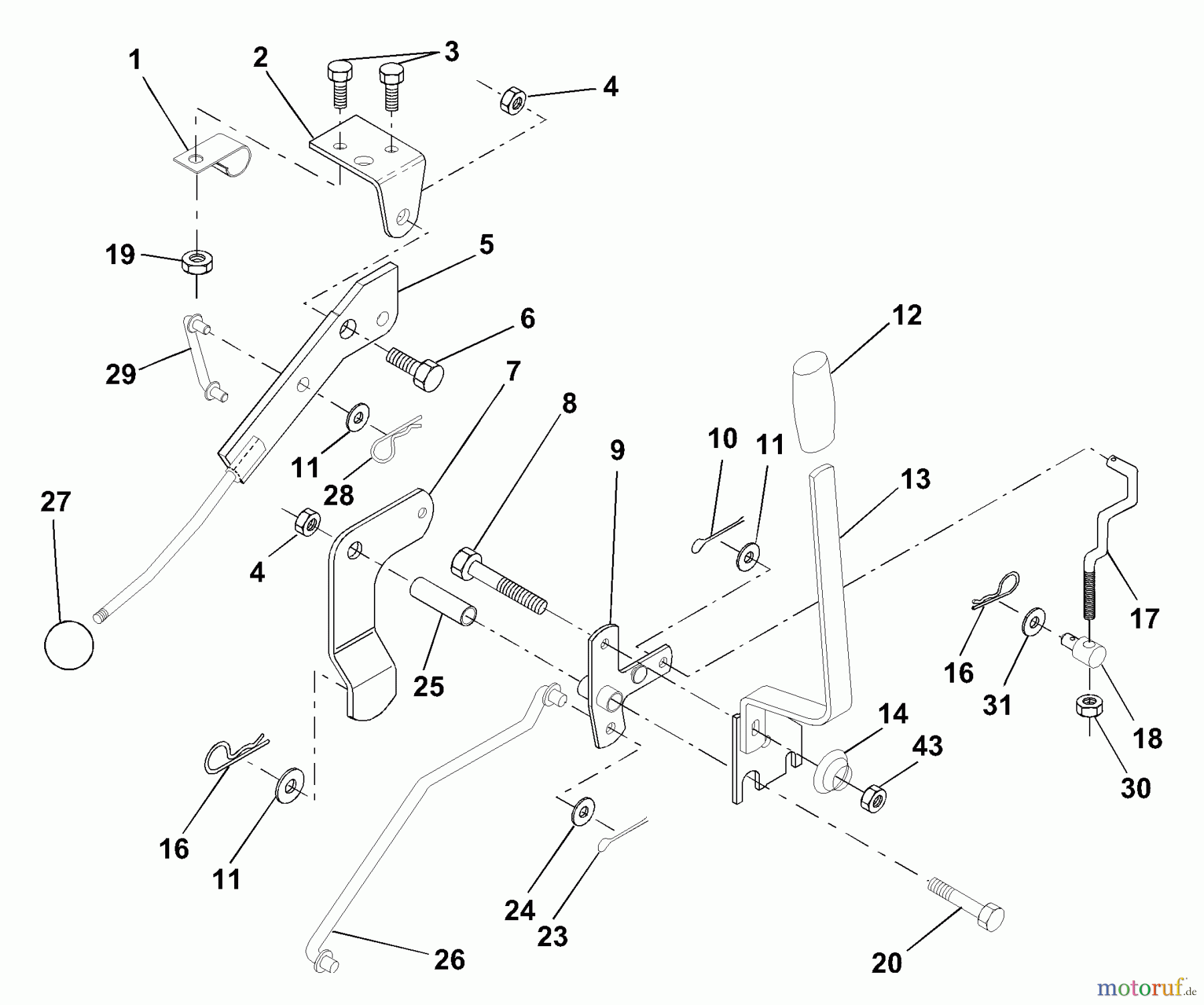  Husqvarna Rasen und Garten Traktoren LR 122 (954140105A) - Husqvarna Lawn Tractor (1999-09 & After) Mower Lift Lever