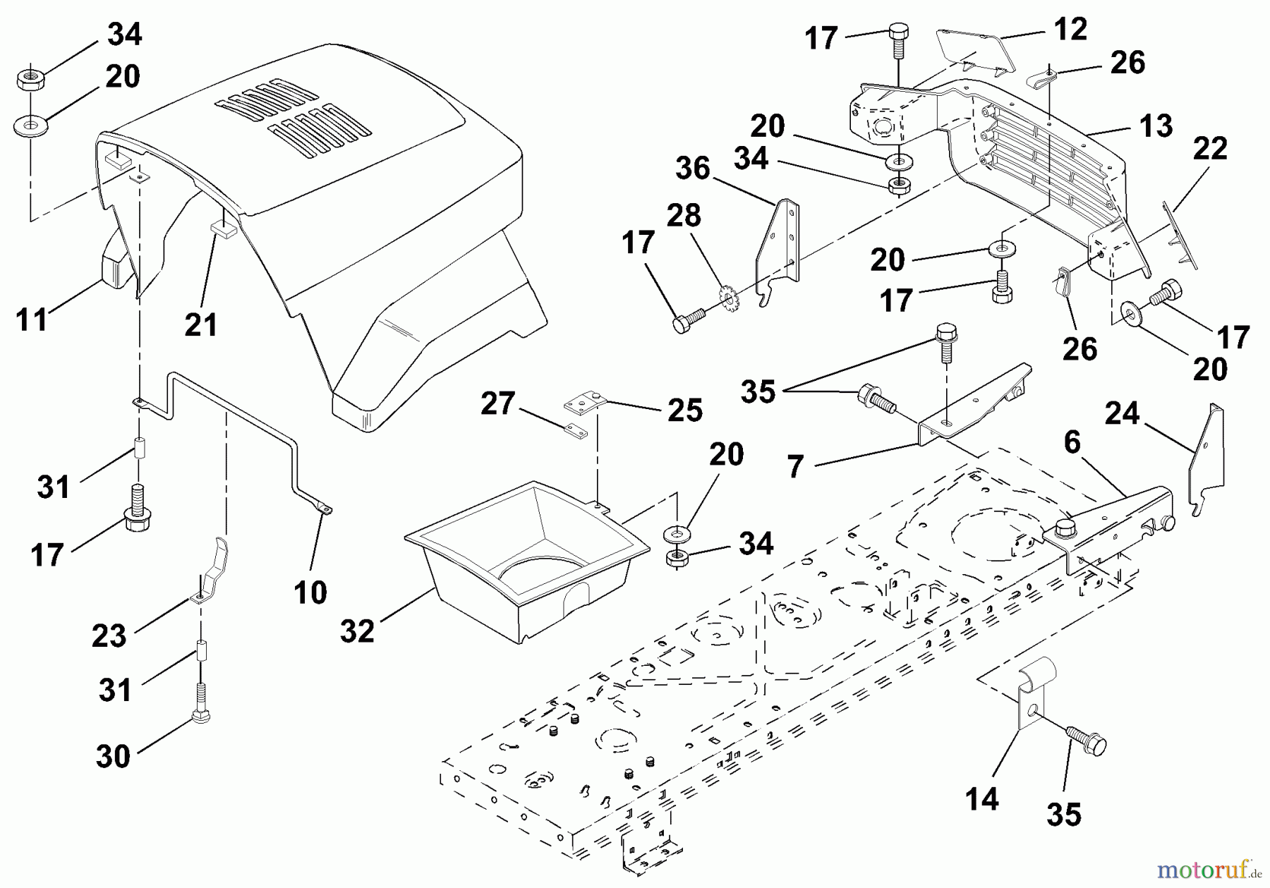  Husqvarna Rasen und Garten Traktoren LRH 125 (954001222B) - Husqvarna Lawn Tractor (1995-03 & After) Hood