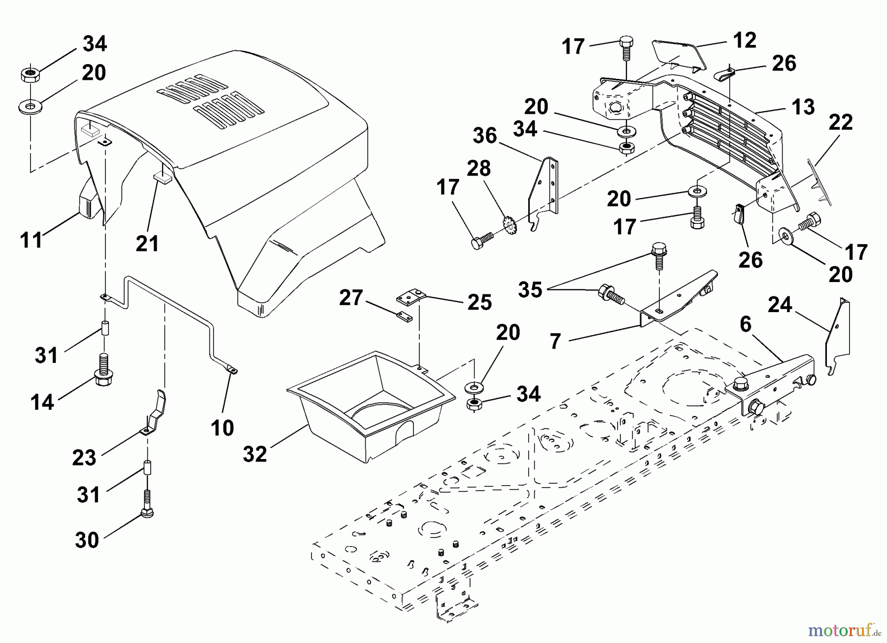  Husqvarna Rasen und Garten Traktoren LRH 125 (954001222D) - Husqvarna Lawn Tractor (1995-07 & After) Hood