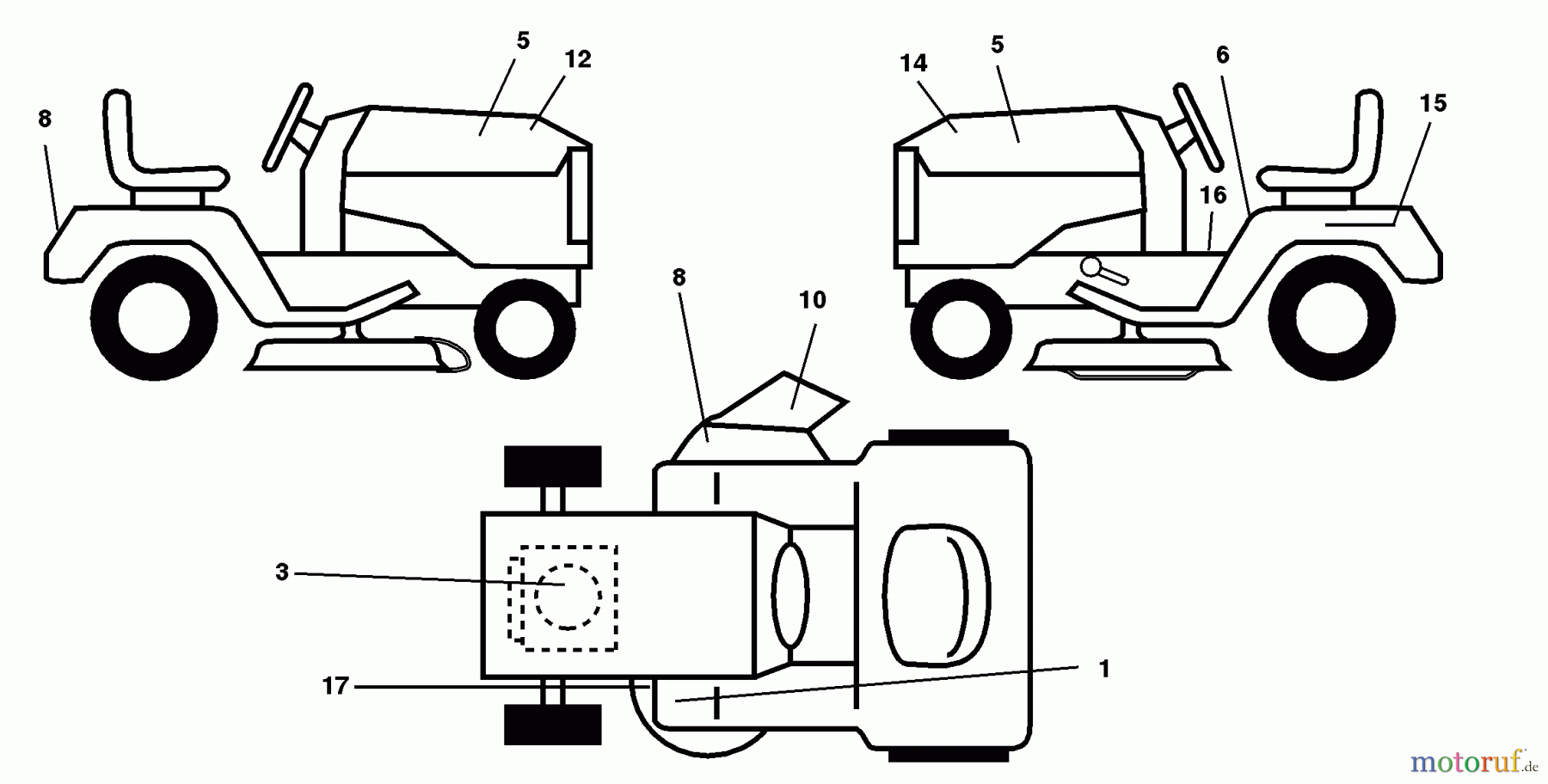  Husqvarna Rasen und Garten Traktoren LT 120 (954140047) (HCLT120A) - Husqvarna Lawn Tractor (1998-01 & After) Decals