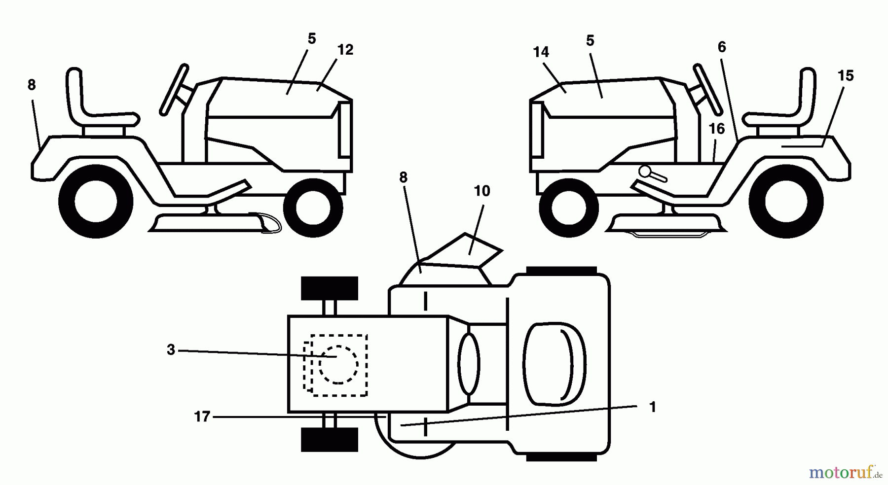  Husqvarna Rasen und Garten Traktoren LT 120 (954140047) (HCLT120B) - Husqvarna Lawn Tractor (1998-01 & After) Decals