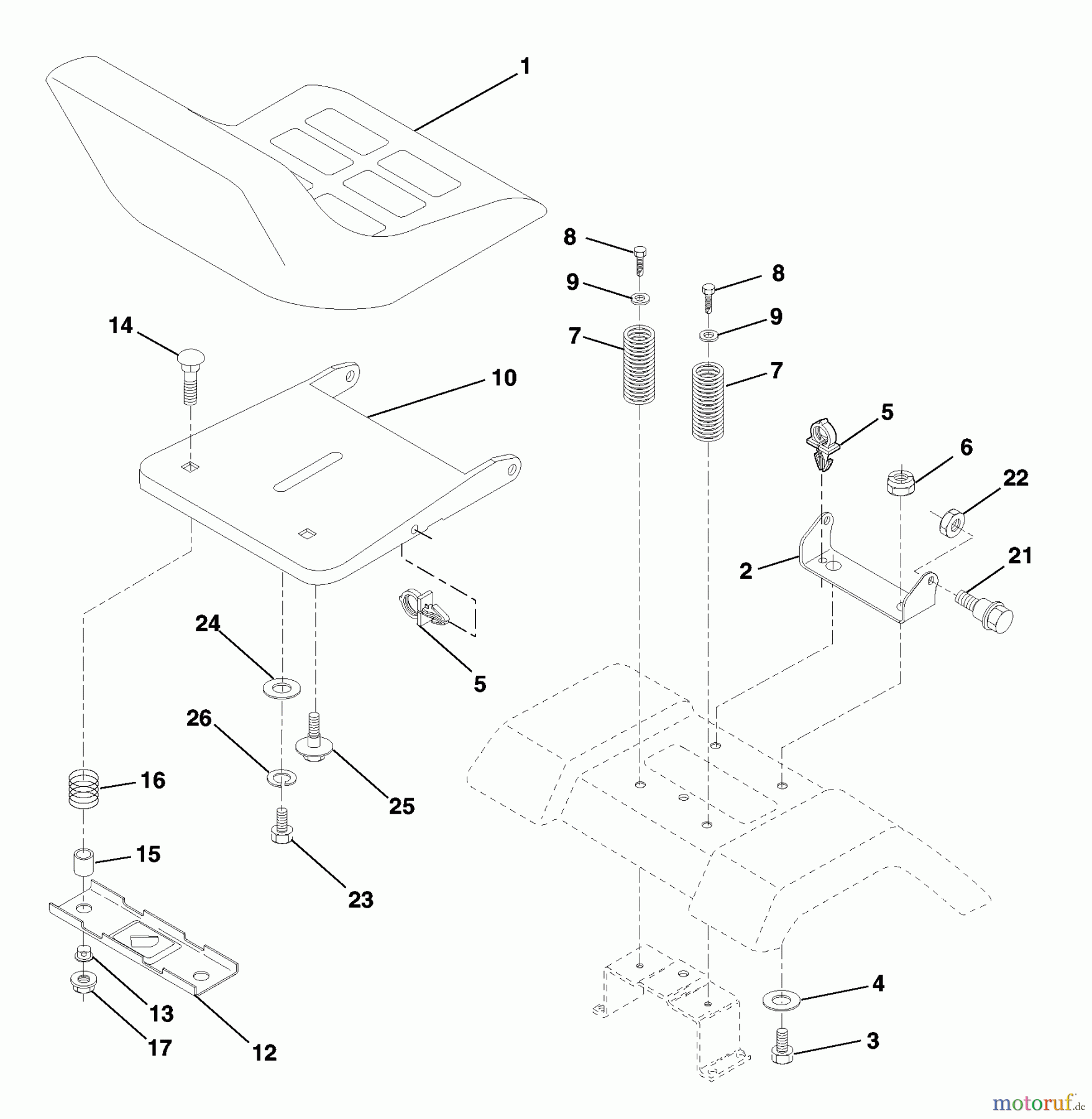  Husqvarna Rasen und Garten Traktoren LT 120 (954140047) (HCLT120B) - Husqvarna Lawn Tractor (1998-01 & After) Seat Assembly