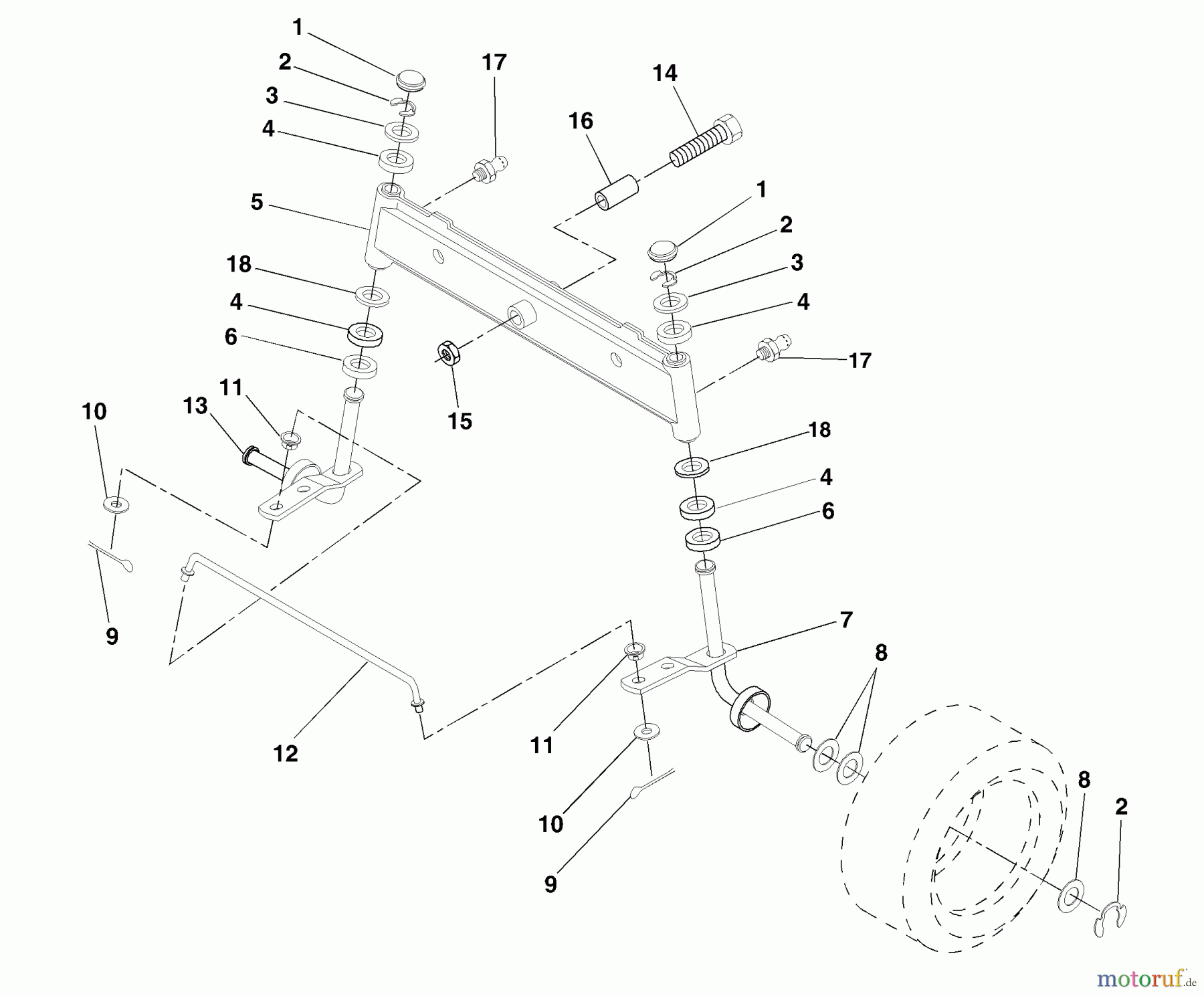  Husqvarna Rasen und Garten Traktoren LT 125 (954170001) (HE12536C) - Husqvarna Lawn Tractor (1998-10 & After) Front Axle