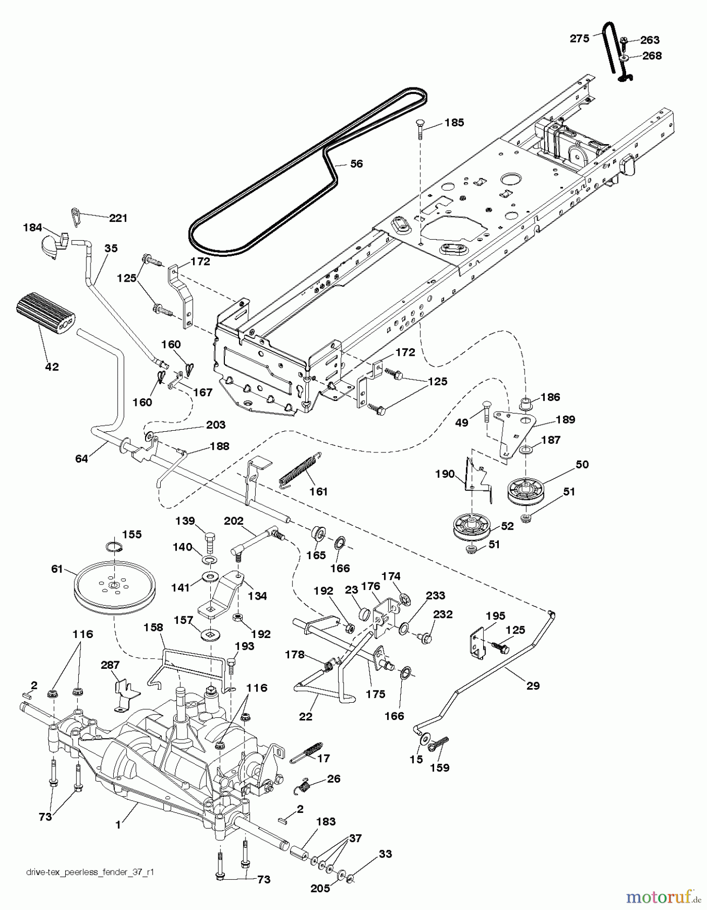  Husqvarna Rasen und Garten Traktoren LT 126 (96041019802) - Husqvarna Lawn Tractor (2011-07 & After) DRIVE