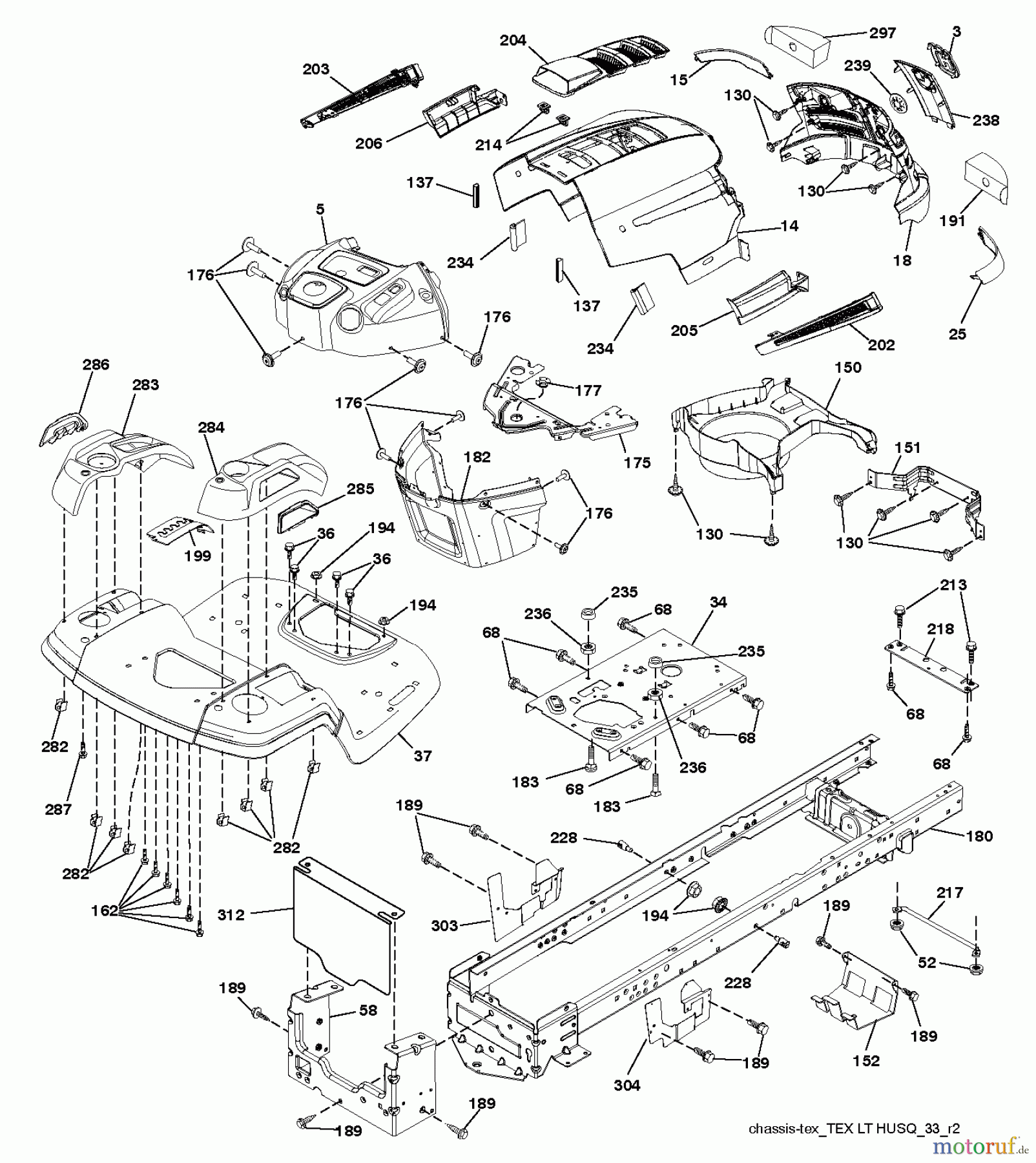  Husqvarna Rasen und Garten Traktoren LT 126 (96041020401) - Husqvarna Lawn Tractor (2011-07 & After) CHASSIS ENCLOSURES