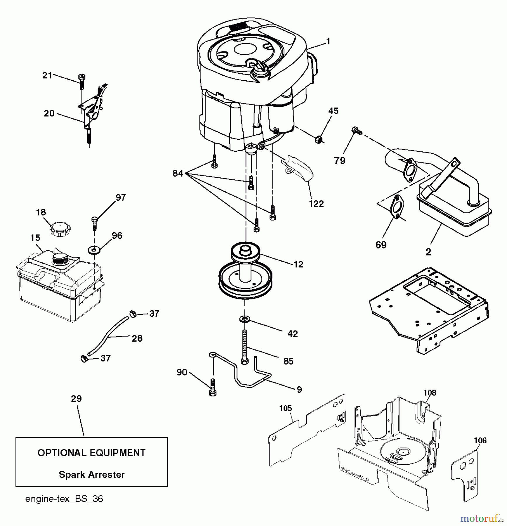  Husqvarna Rasen und Garten Traktoren LT 126 (96041020401) - Husqvarna Lawn Tractor (2011-07 & After) ENGINE