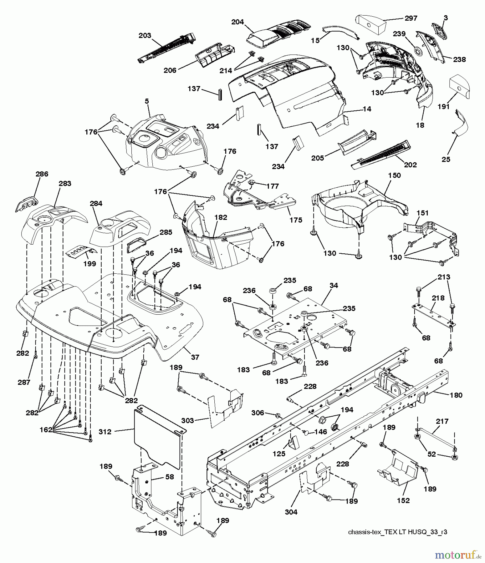  Husqvarna Rasen und Garten Traktoren LT 126 (96041020403) - Husqvarna Lawn Tractor (2013-04) CHASSIS ENCLOSURES