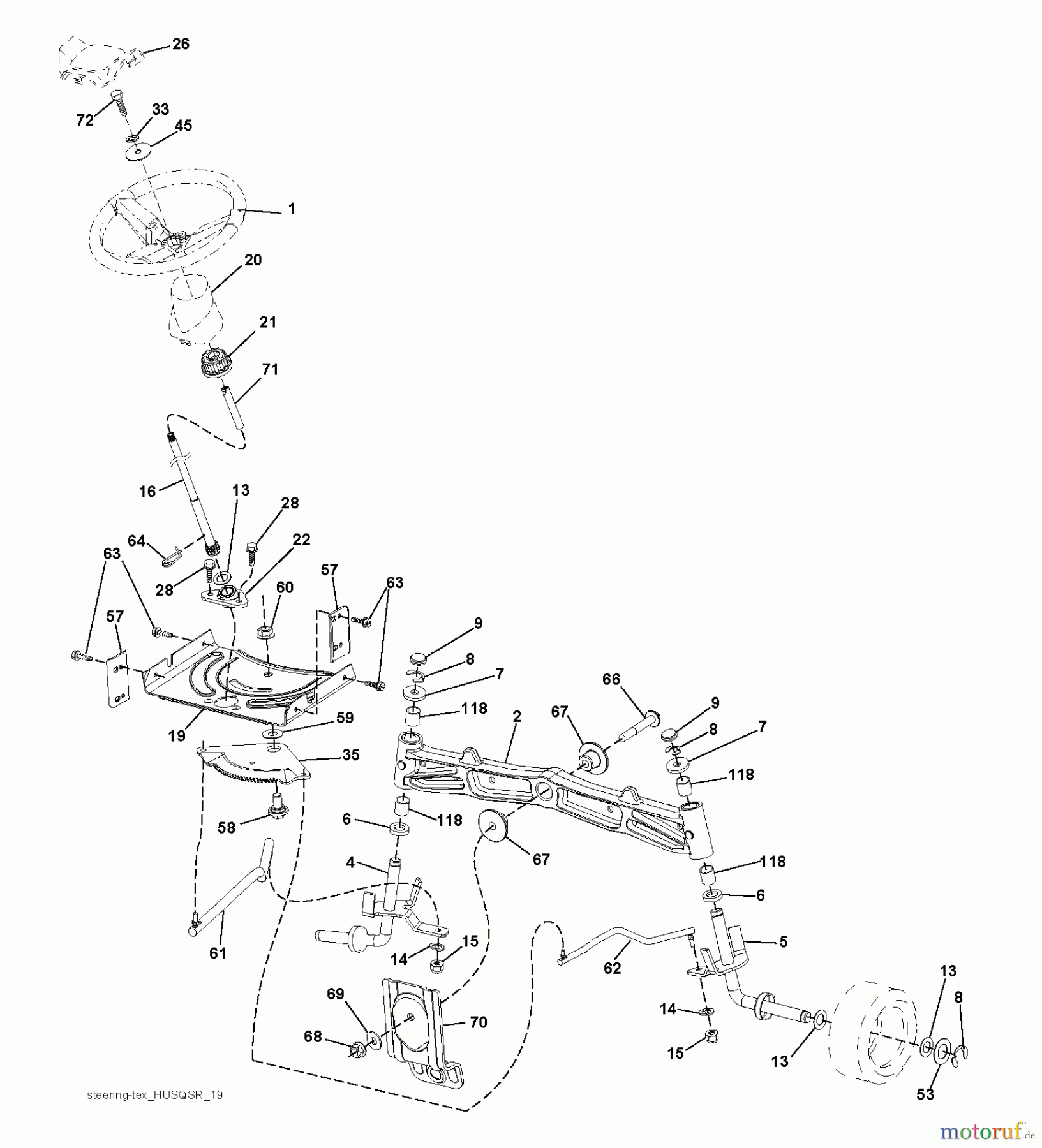  Husqvarna Rasen und Garten Traktoren LT 1597 (96041005009) - Husqvarna Lawn Tractor (2011-04 & After) STEERING