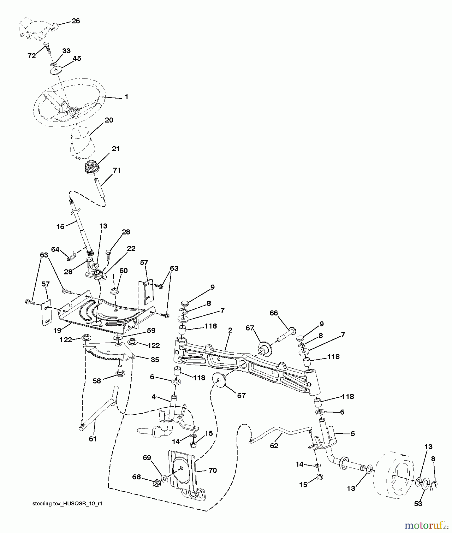  Husqvarna Rasen und Garten Traktoren LT 1597 (96041005011) - Husqvarna Lawn Tractor (2012-11 & After) STEERING