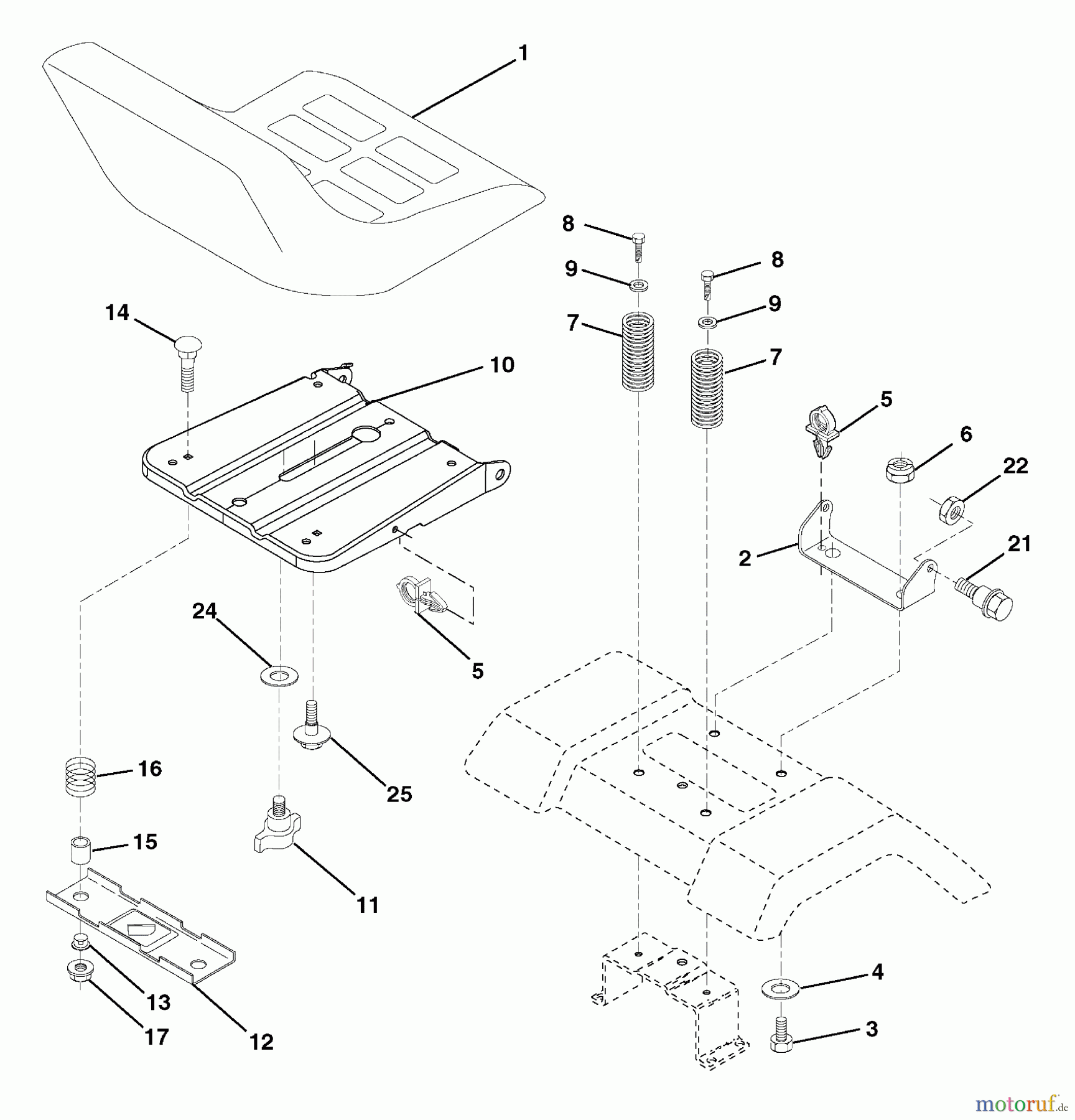  Husqvarna Rasen und Garten Traktoren LT 18542 (96013000400) - Husqvarna Lawn Tractor (2006-03 & After) Seat Assembly