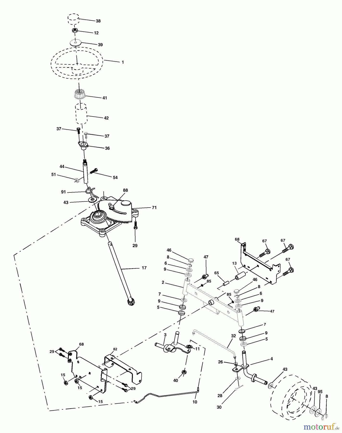  Husqvarna Rasen und Garten Traktoren LT 18542 A (954571748) - Husqvarna Lawn Tractor (2003-11 & After) Steering Assembly