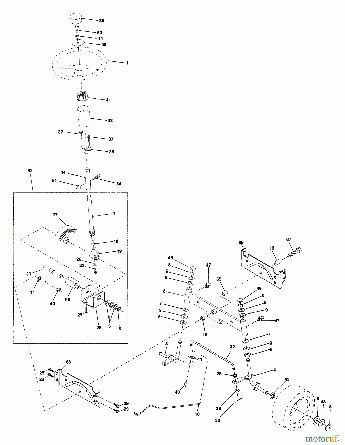 Husqvarna Rasen und Garten Traktoren LTH 120 (954140003) (HCLTH120A) - Husqvarna Lawn Tractor (1997-11 & After) Steering Assembly