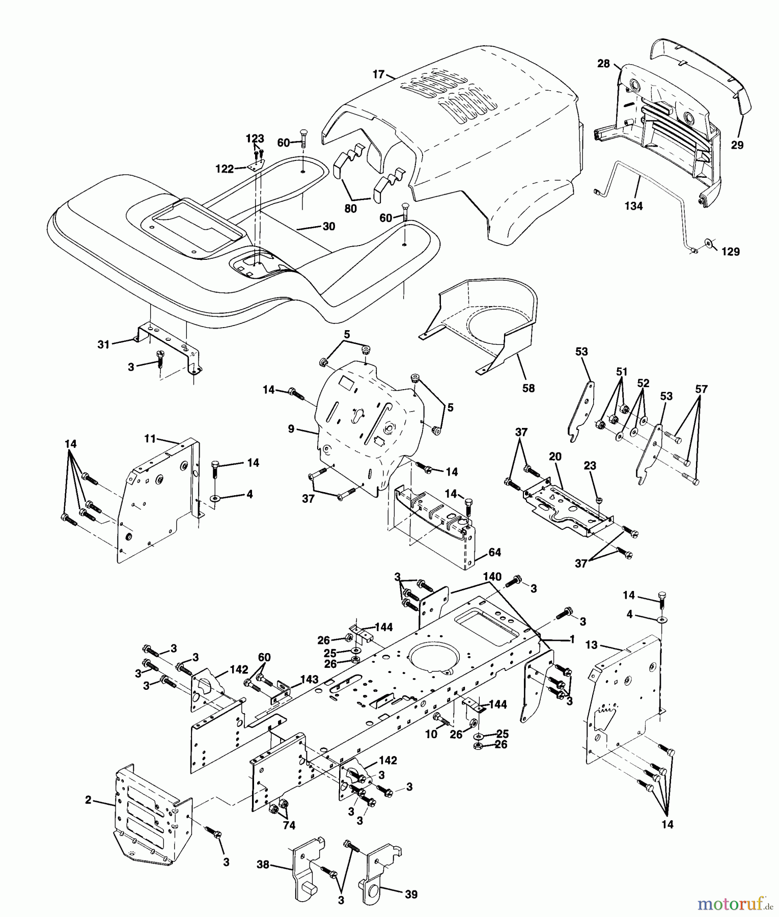  Husqvarna Rasen und Garten Traktoren LTH 120 (954140003A) - Husqvarna Lawn Tractor (1997-12 & After) Chassis And Enclosures