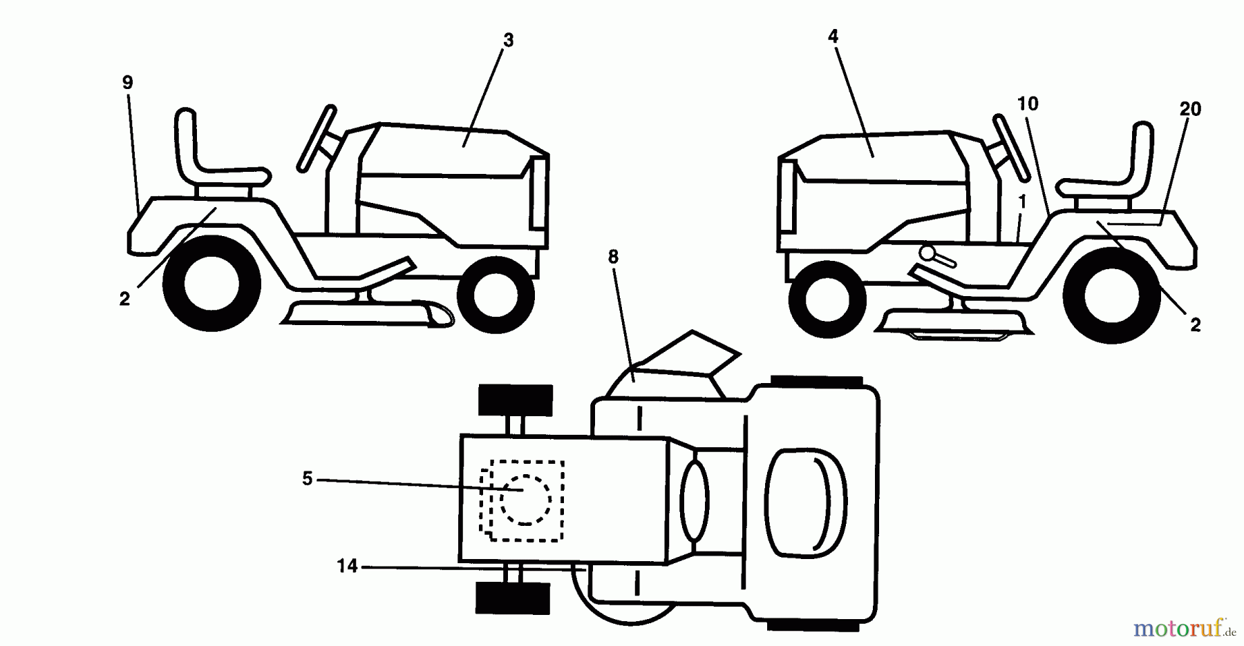  Husqvarna Rasen und Garten Traktoren LTH 120 (954140003A) - Husqvarna Lawn Tractor (1997-12 & After) Decals