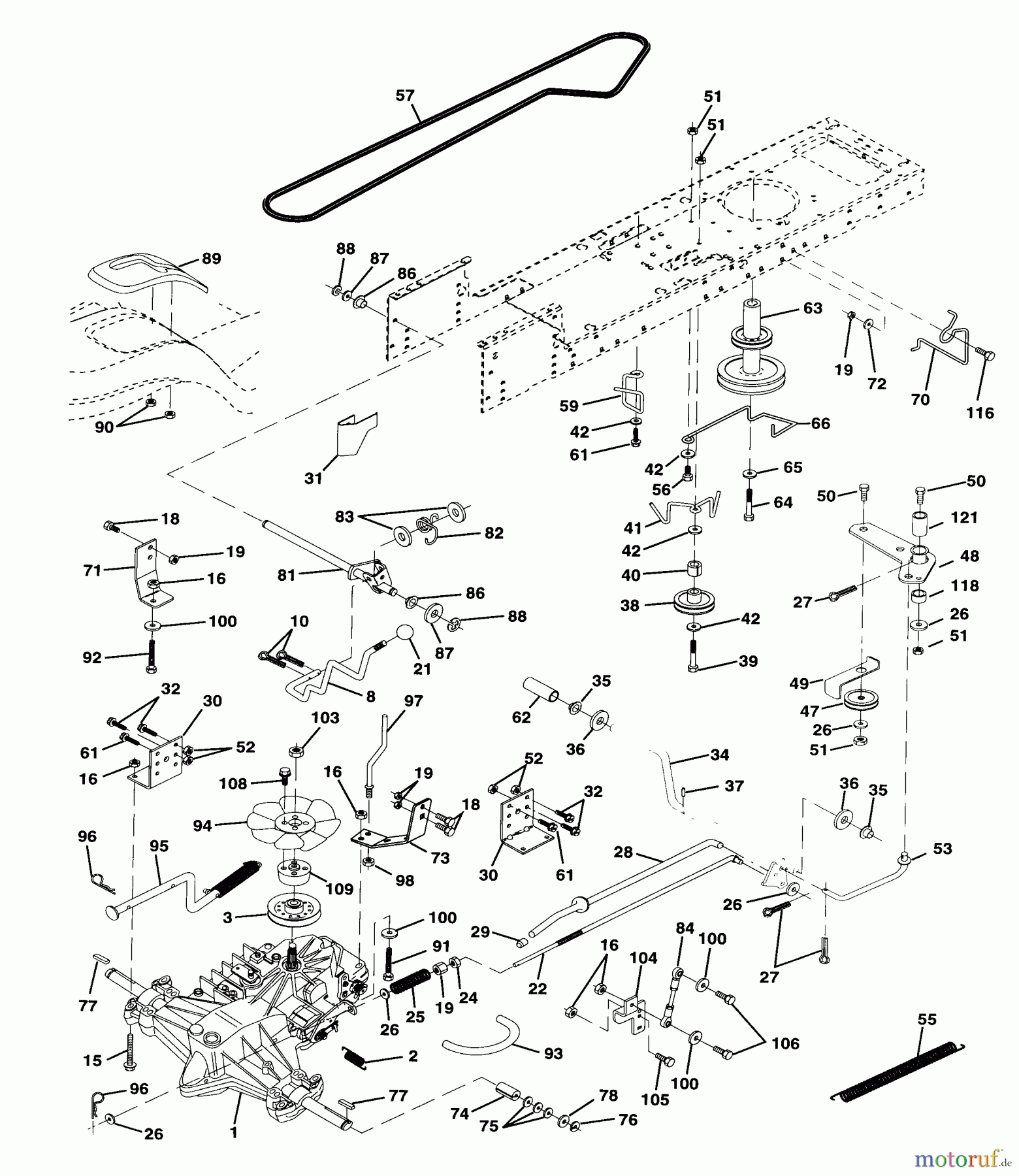  Husqvarna Rasen und Garten Traktoren LTH 120 (954140003A) - Husqvarna Lawn Tractor (1997-12 & After) Drive