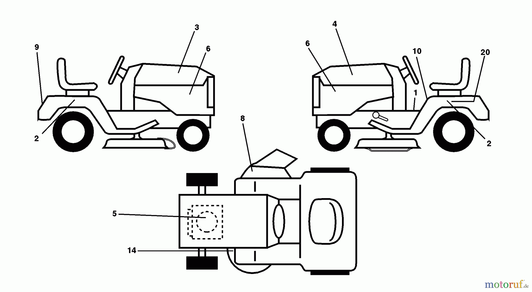  Husqvarna Rasen und Garten Traktoren LTH 120 (954140003B) - Husqvarna Lawn Tractor (1997-12 & After) Decals