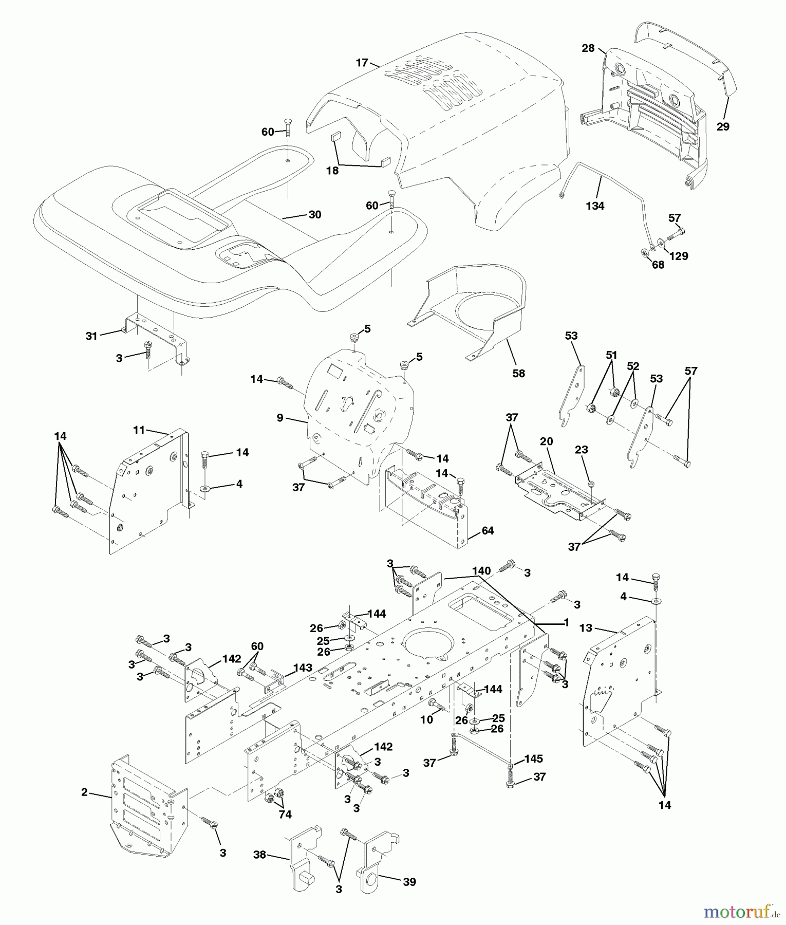  Husqvarna Rasen und Garten Traktoren LTH 120 (954140003D) - Husqvarna Lawn Tractor (1998-07 & After) Chassis And Enclosures