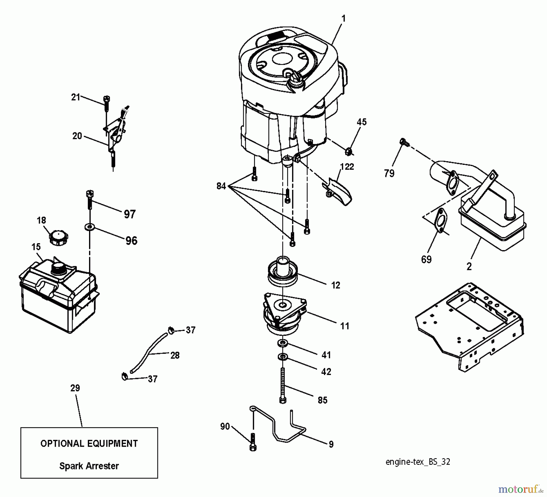  Husqvarna Rasen und Garten Traktoren LTH 126 (96041019903) - Husqvarna Lawn Tractor (2013-04) ENGINE