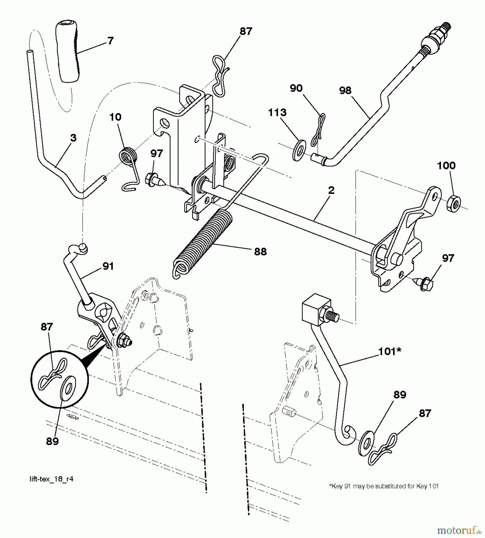  Husqvarna Rasen und Garten Traktoren LTH 126 (96041019903) - Husqvarna Lawn Tractor (2013-04) MOWER LIFT LEVER