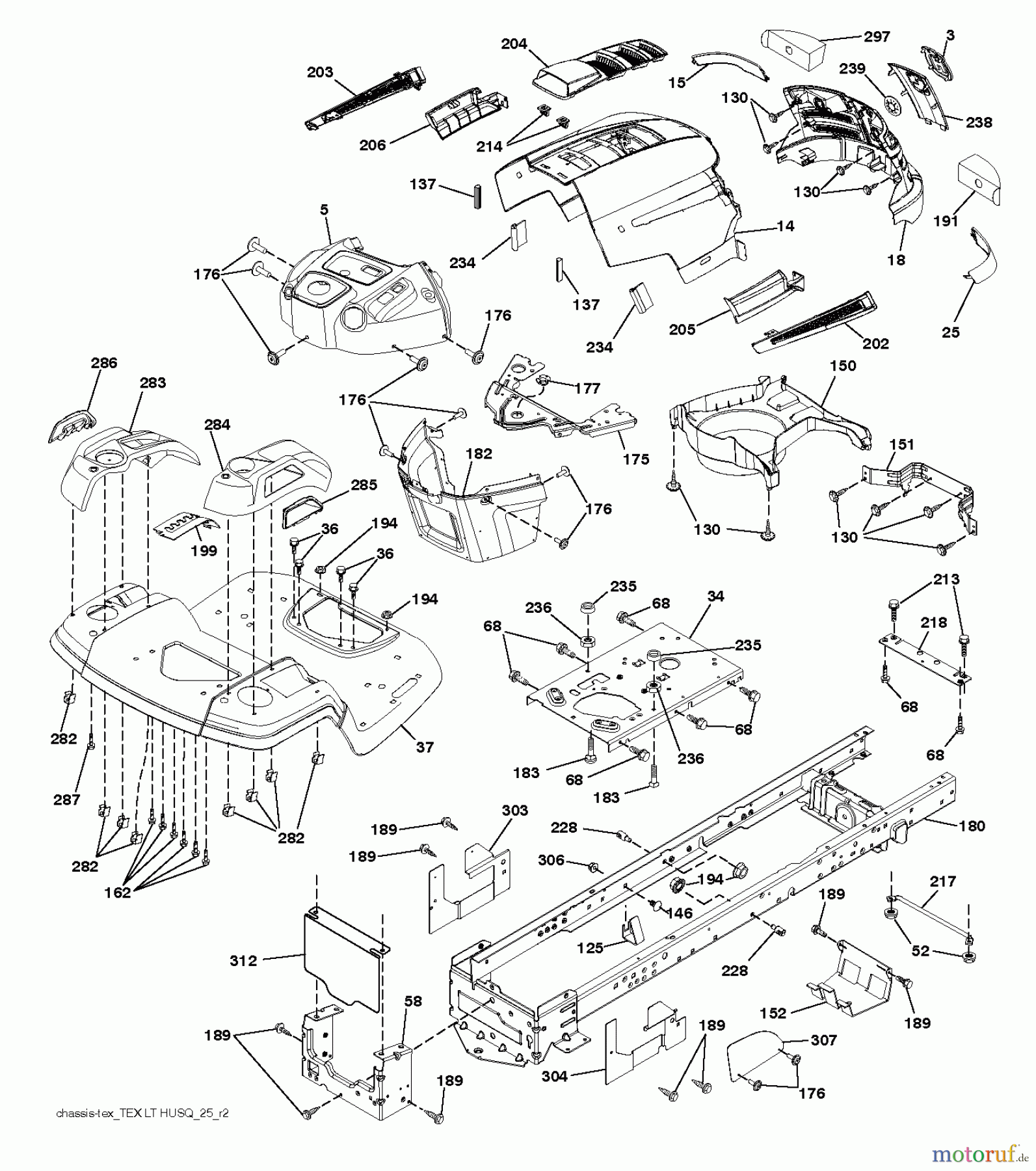  Husqvarna Rasen und Garten Traktoren LTH 126 (96041020503) - Husqvarna Lawn Tractor (2013-05) CHASSIS ENCLOSURES